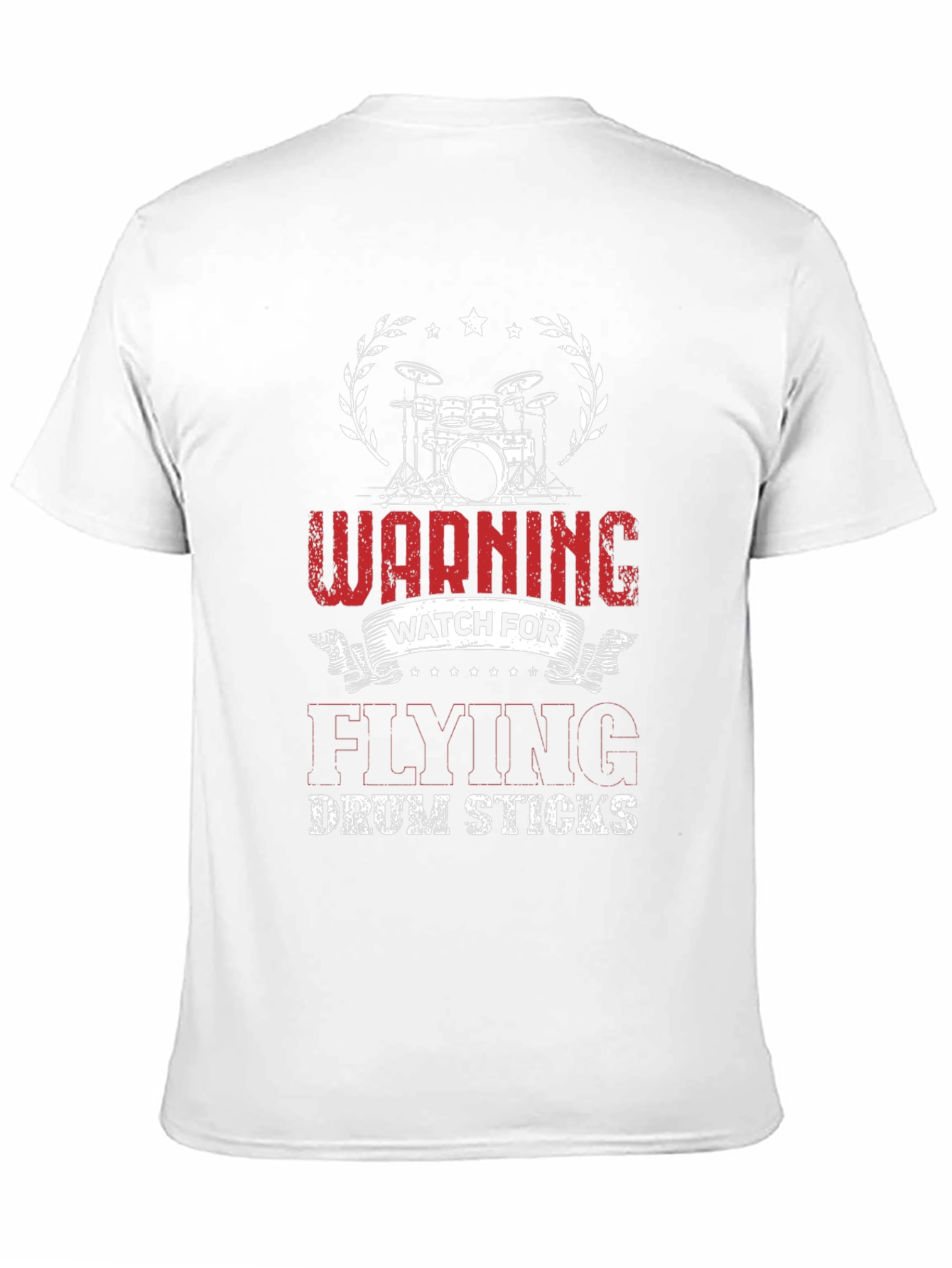 Warning Flying Drum Sticks Black T-Shirt