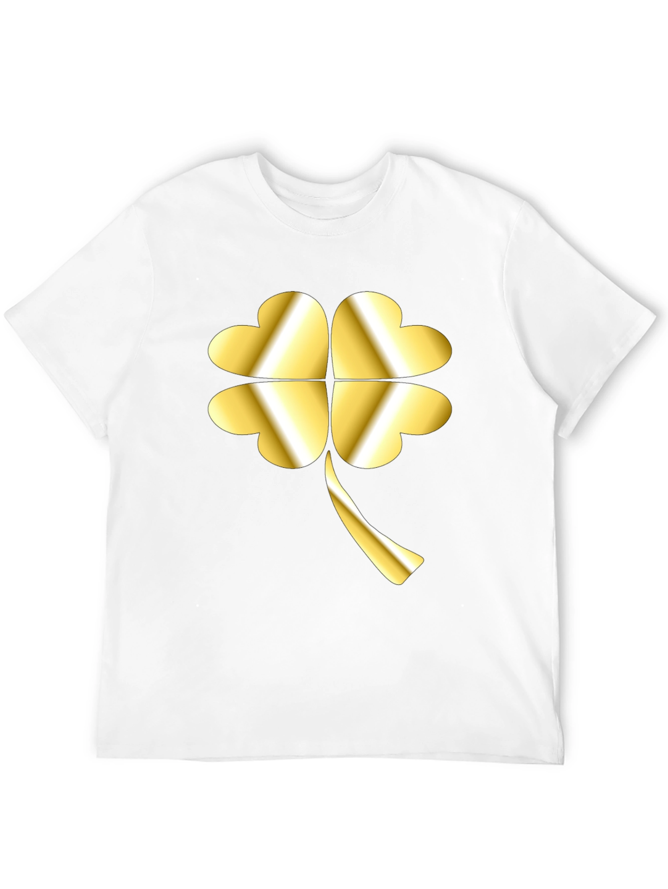 Golden Shamrock T-Shirt - Lucky Four Leaf Clover