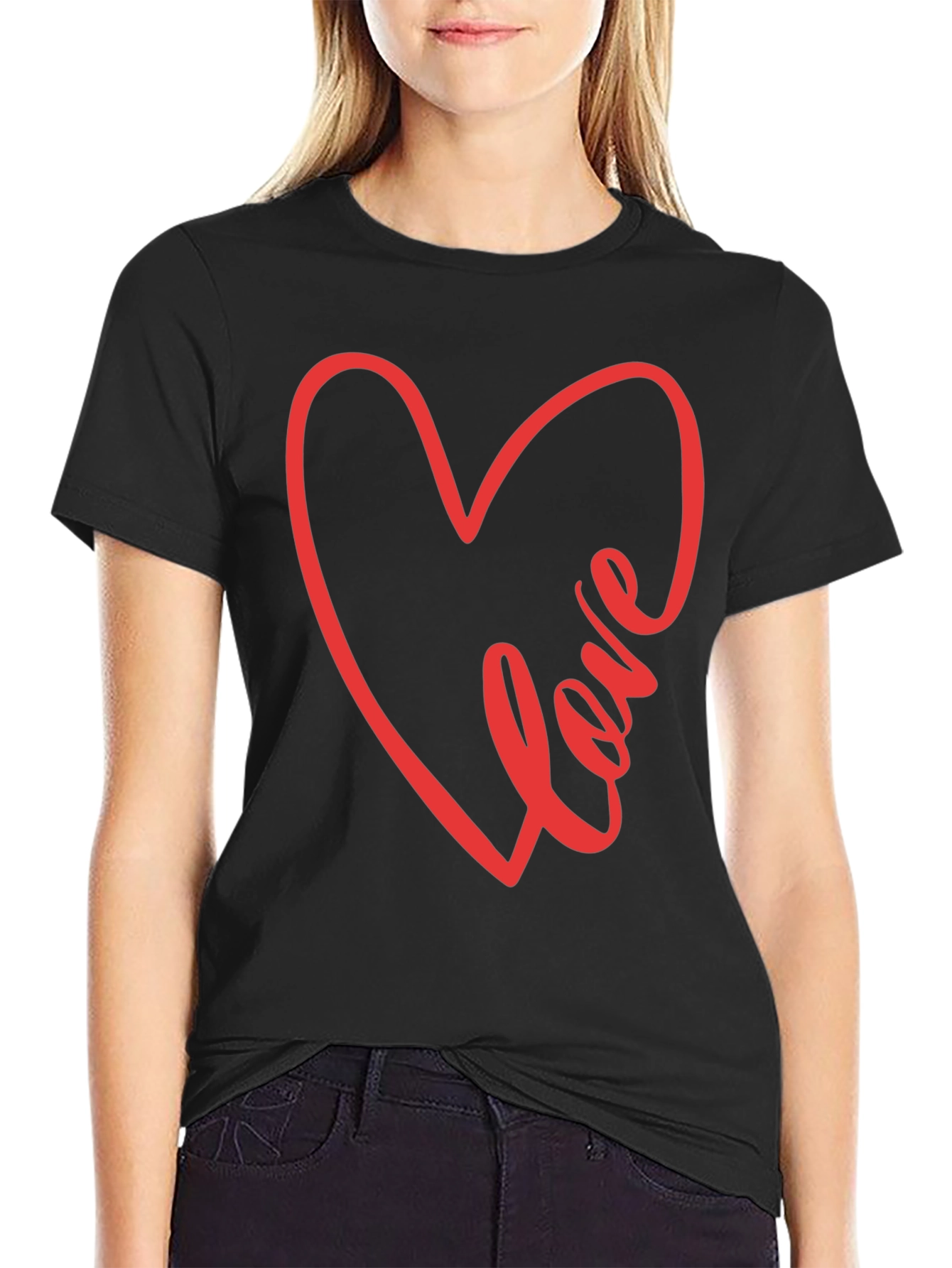 Love Heart Graphic Tee - Stylish Black T-Shirt