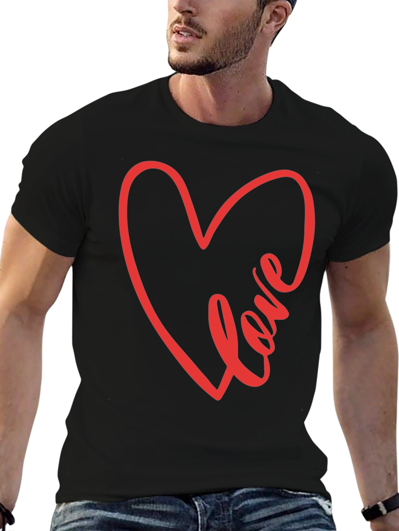 Love Heart Graphic Tee - Stylish Black T-Shirt