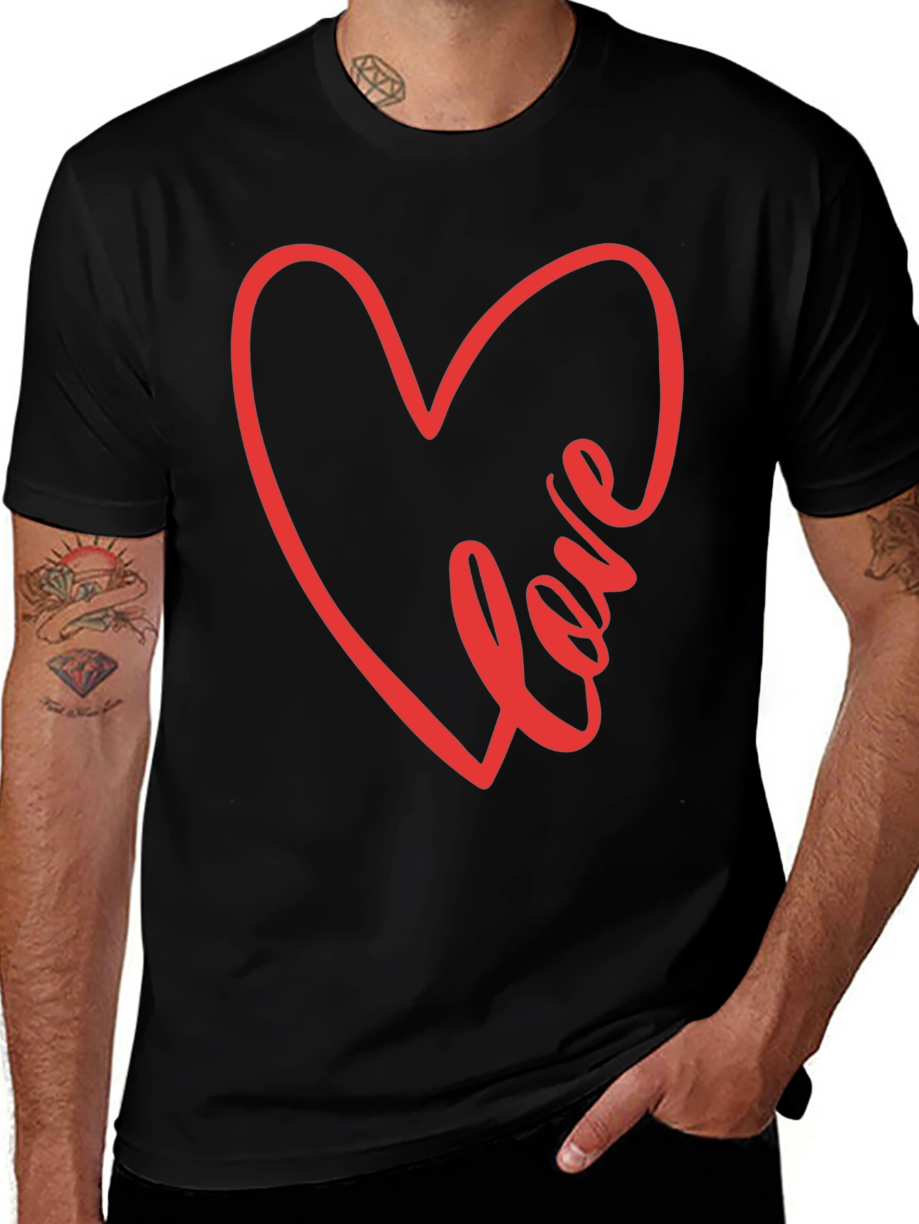 Love Heart Graphic Tee - Stylish Black T-Shirt