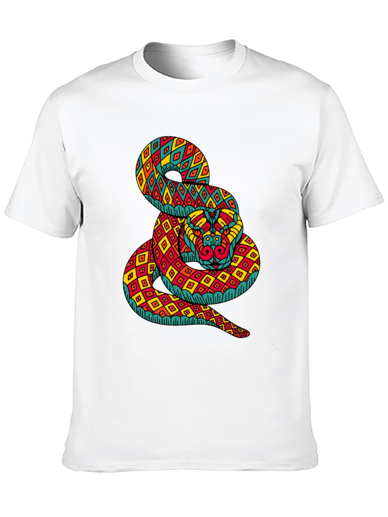 Geometric Snake Print Black T-Shirt