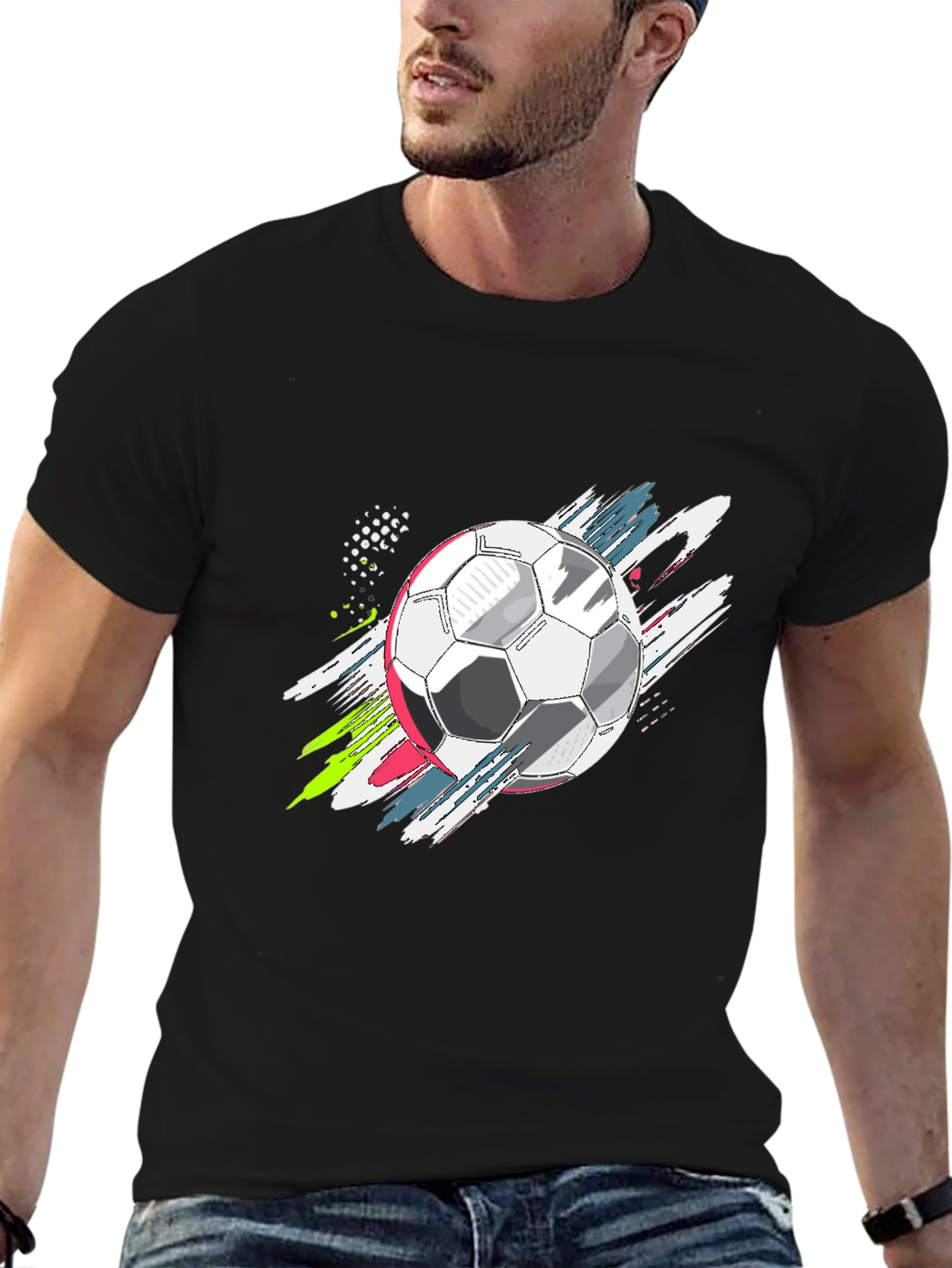 Soccer Ball Graphic Tee - Stylish Mens T-Shirt