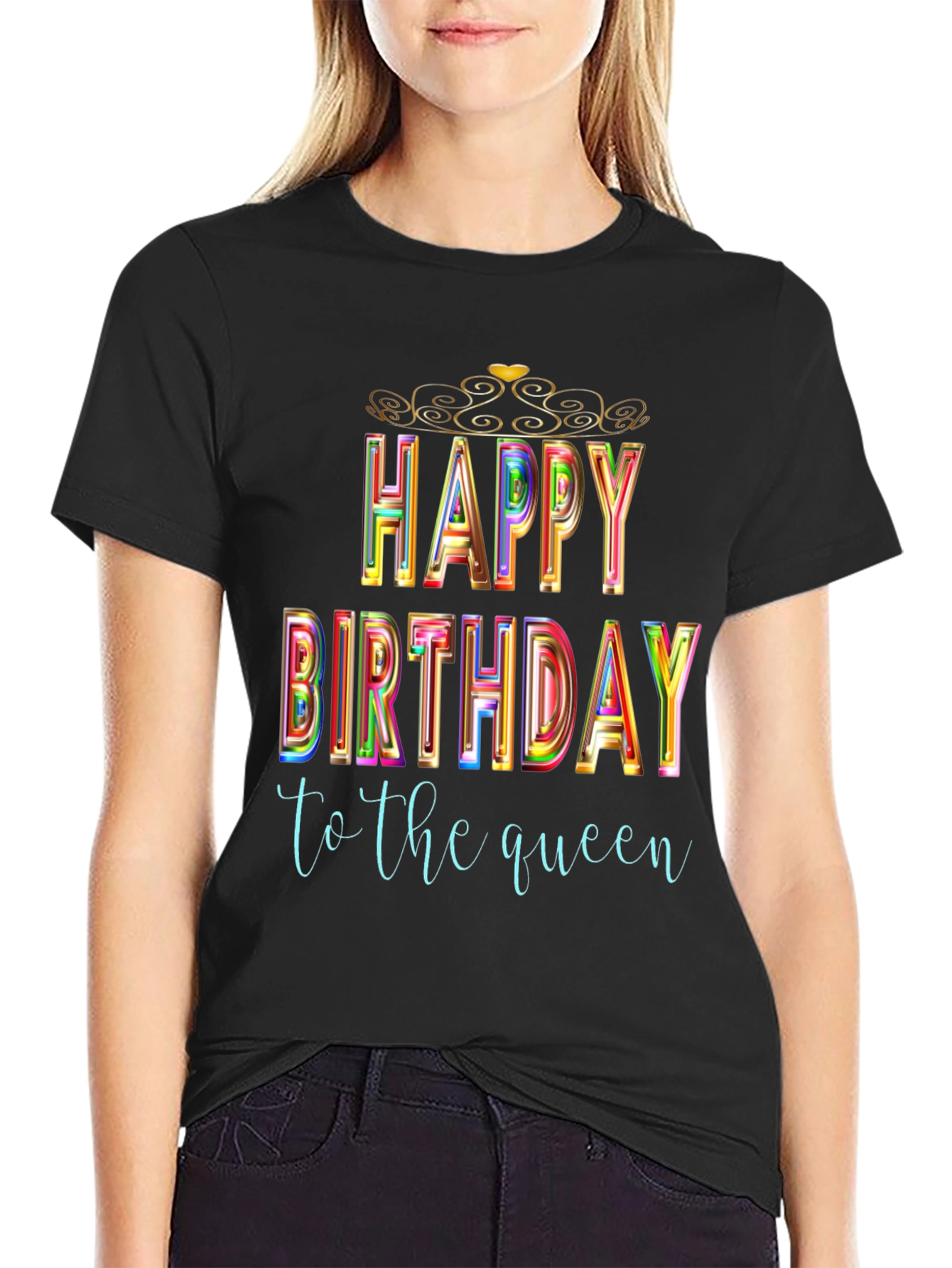 Happy Birthday Queen Black T-Shirt