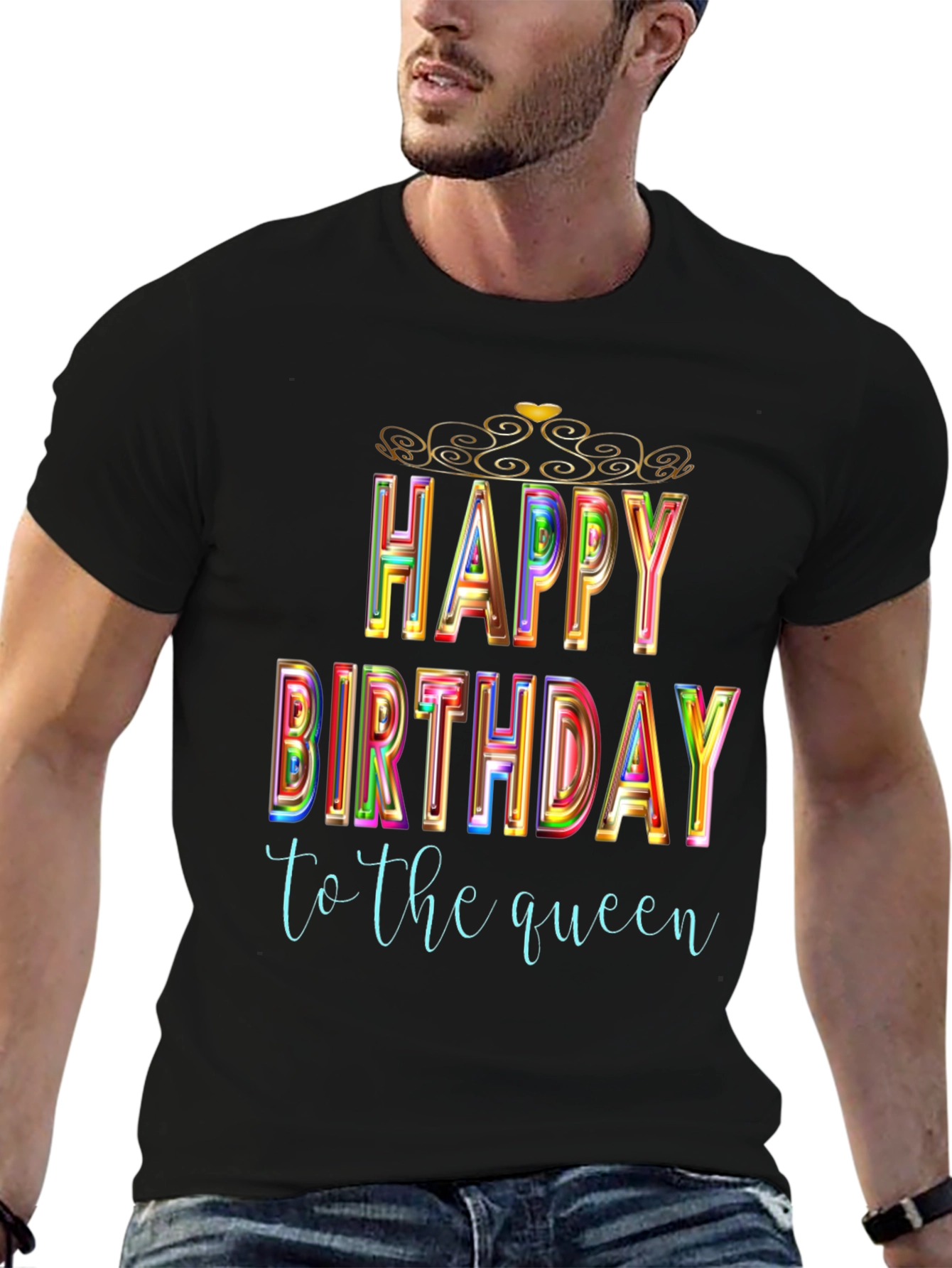 Happy Birthday Queen Black T-Shirt