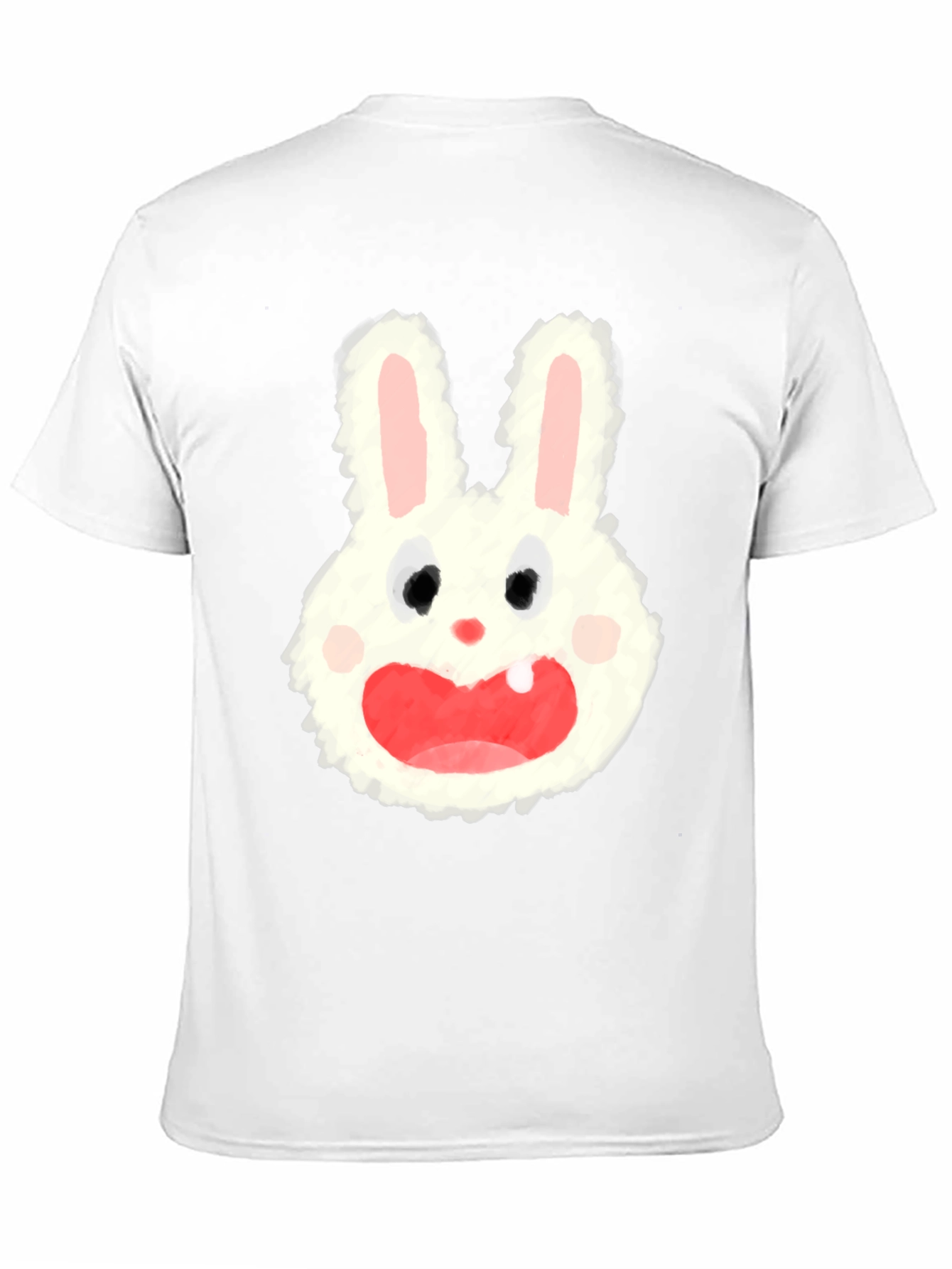 Cartoon Bunny Graphic Tee - Soft Black Cotton Blend