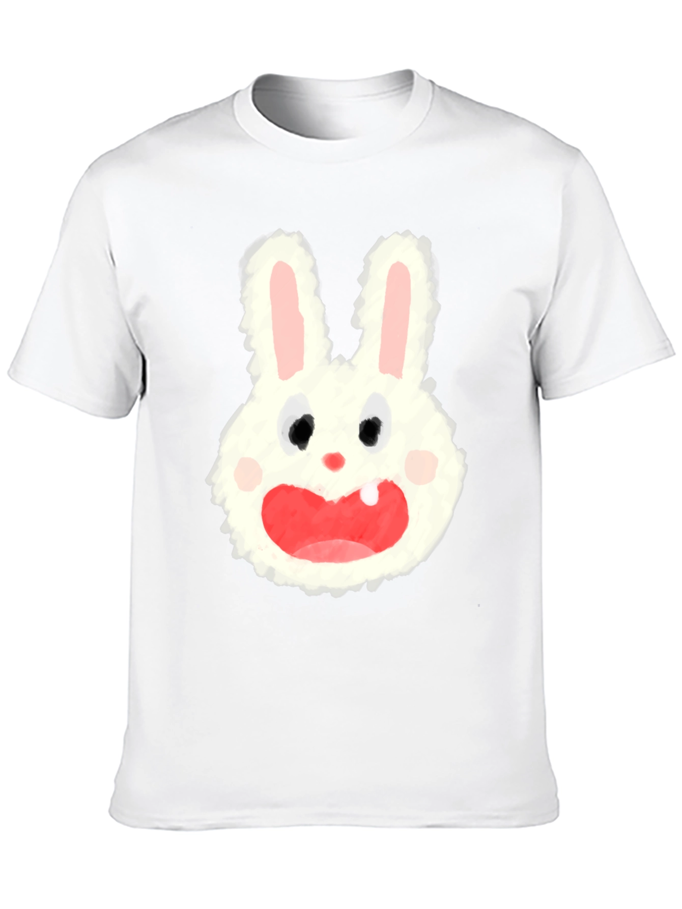 Cartoon Bunny Graphic Tee - Soft Black Cotton Blend