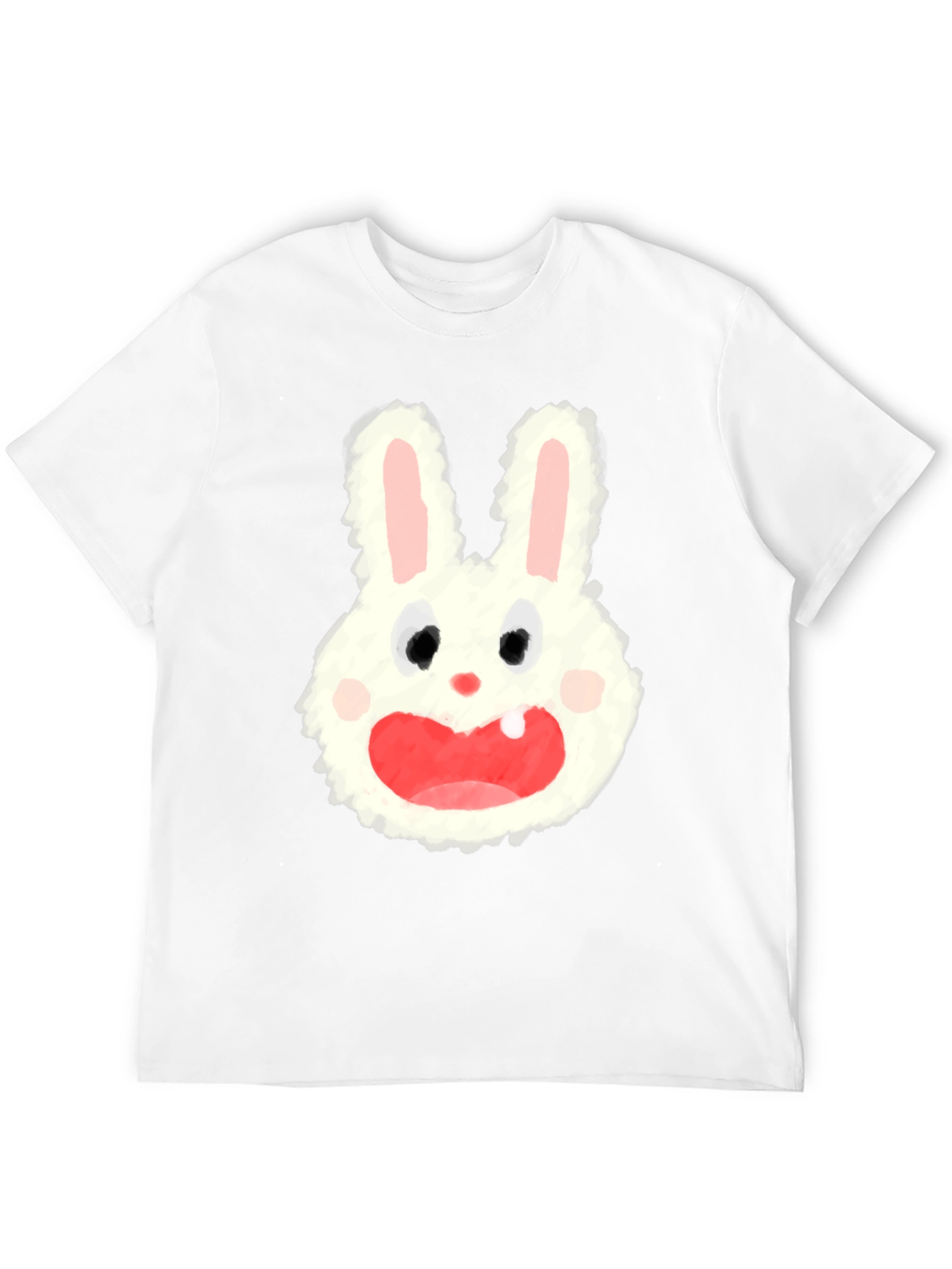 Cartoon Bunny Graphic Tee - Soft Black Cotton Blend
