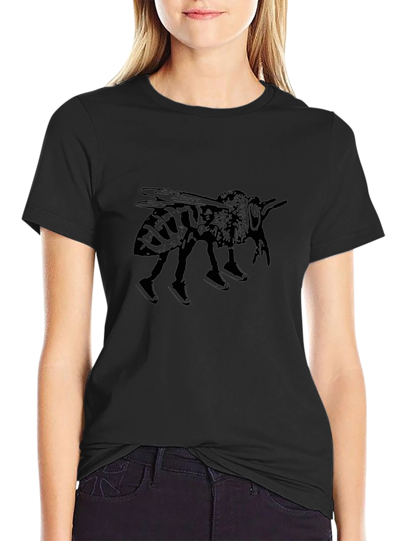 Mens Black Bee Graphic T-Shirt