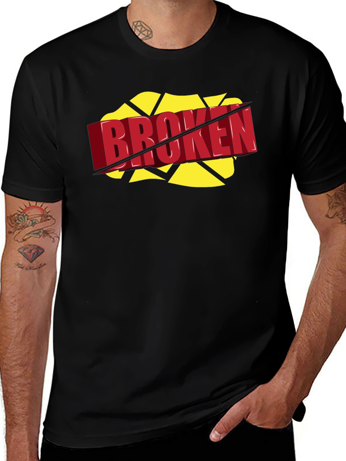 Broken Graphic Tee - Bold Statement Shirt