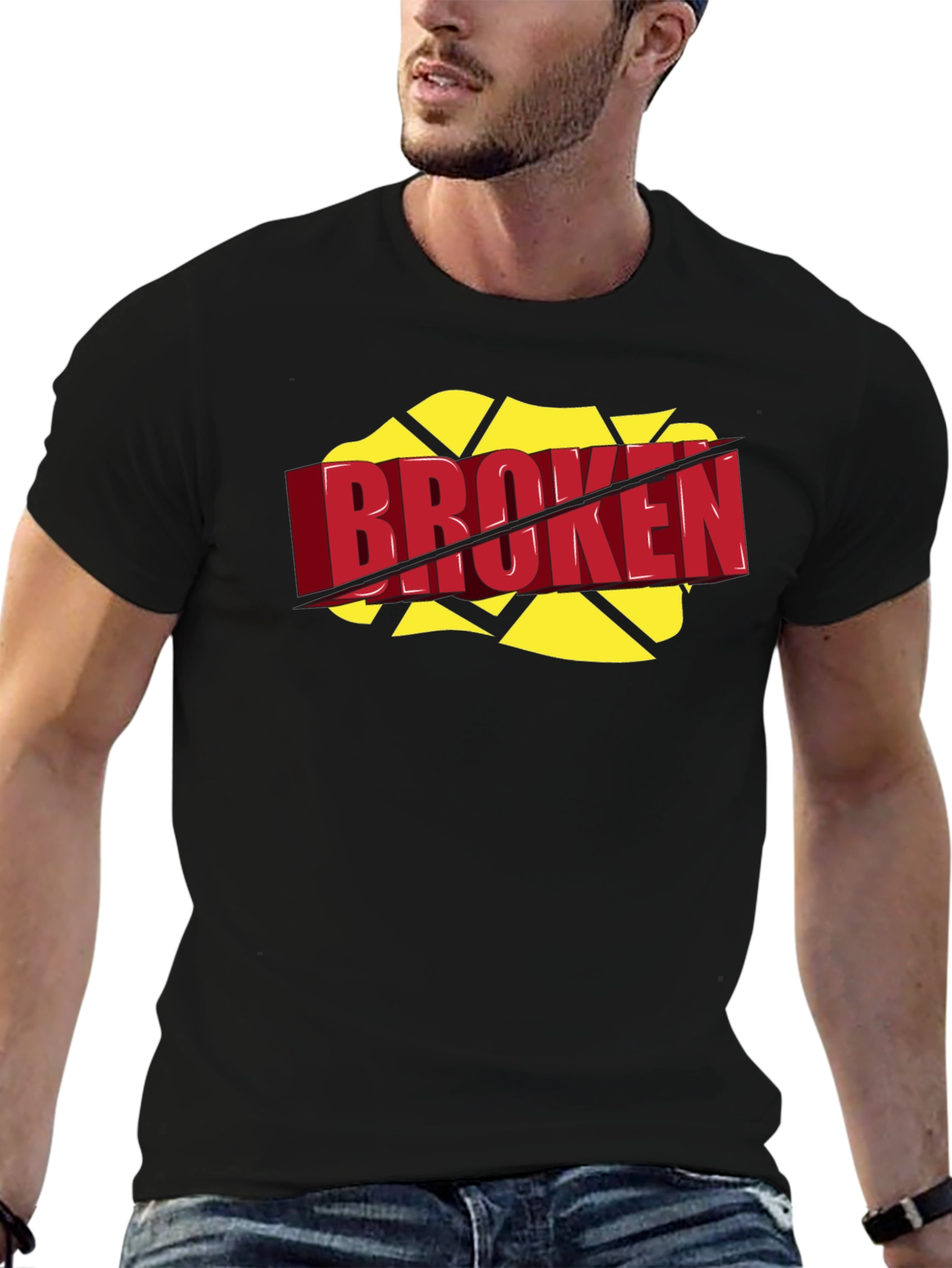 Broken Graphic Tee - Bold Statement Shirt