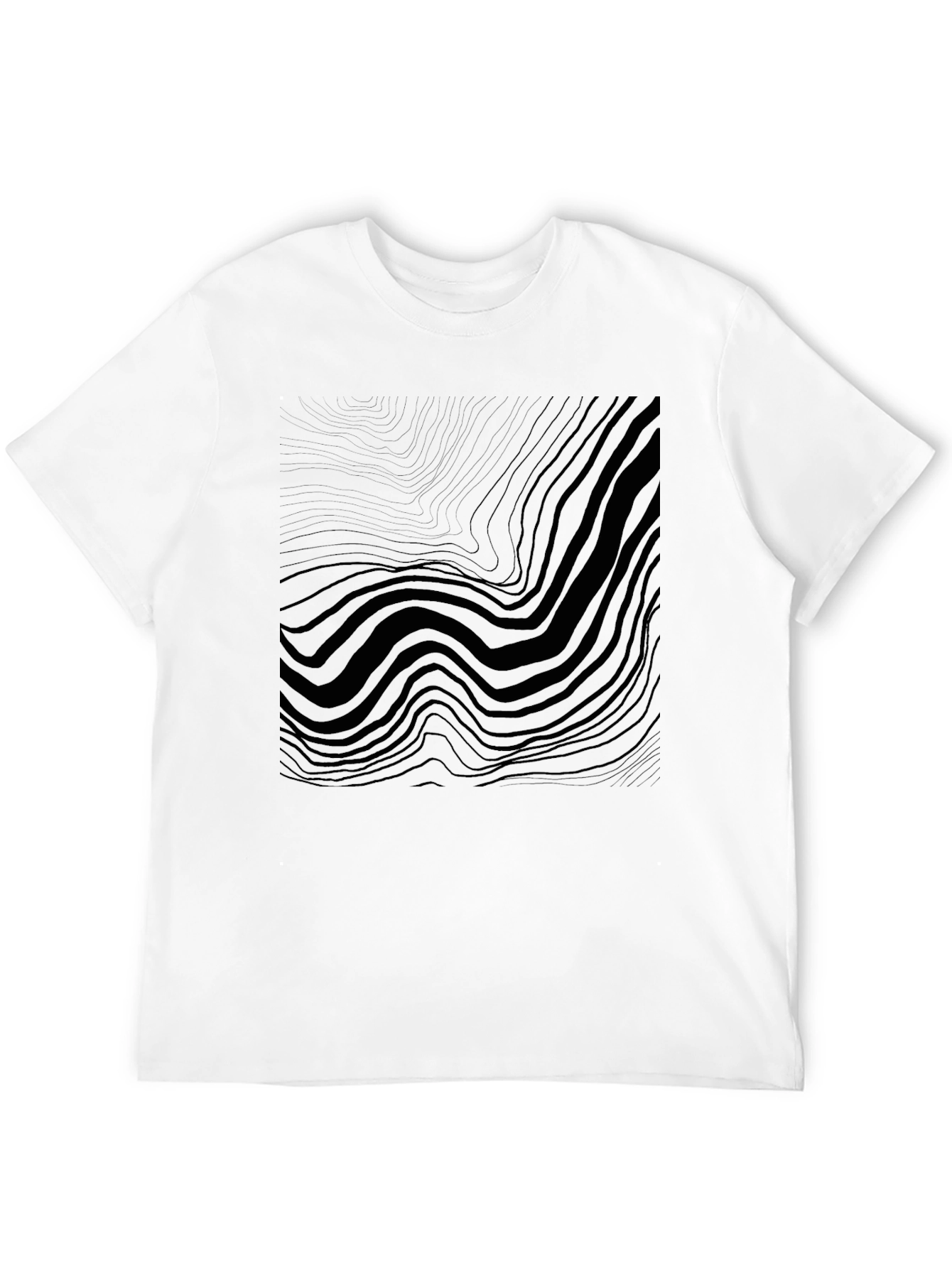 Abstract Wave Pattern Black T-Shirt