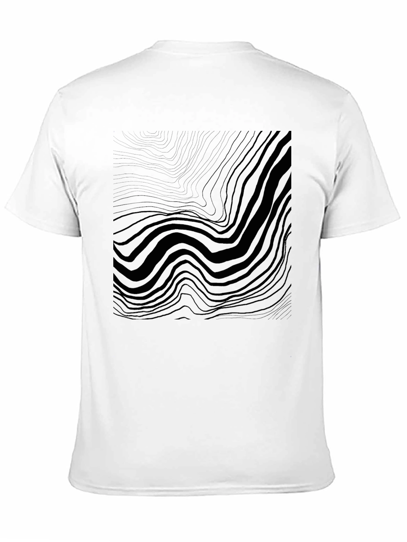 Abstract Wave Pattern Black T-Shirt