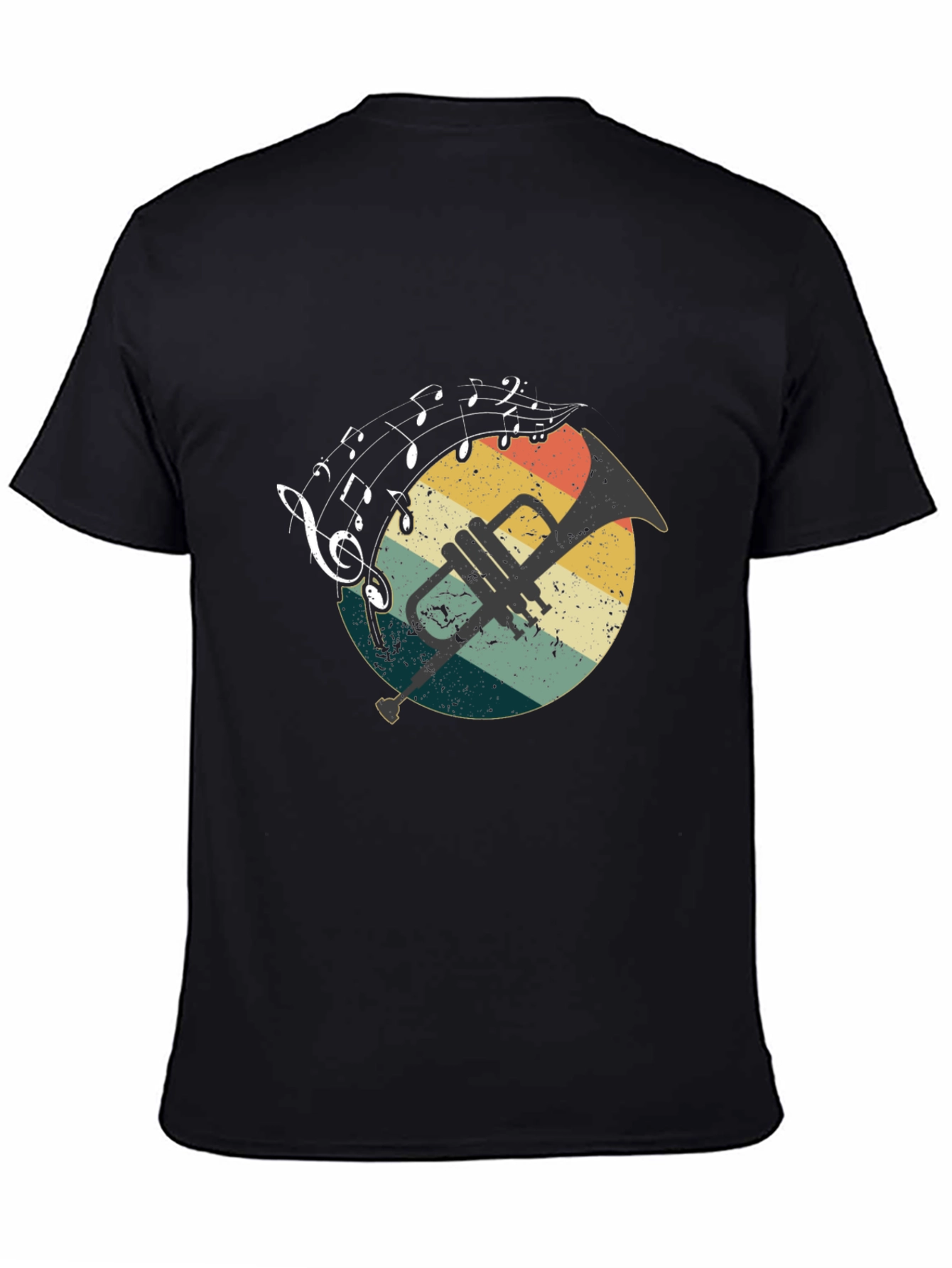 Retro Trumpet & Music Notes Graphic T-Shirt