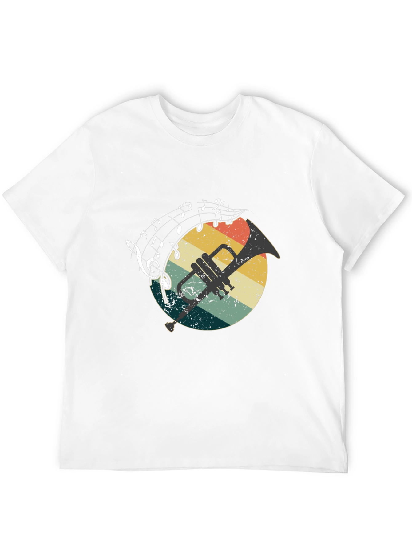 Retro Trumpet & Music Notes Graphic T-Shirt