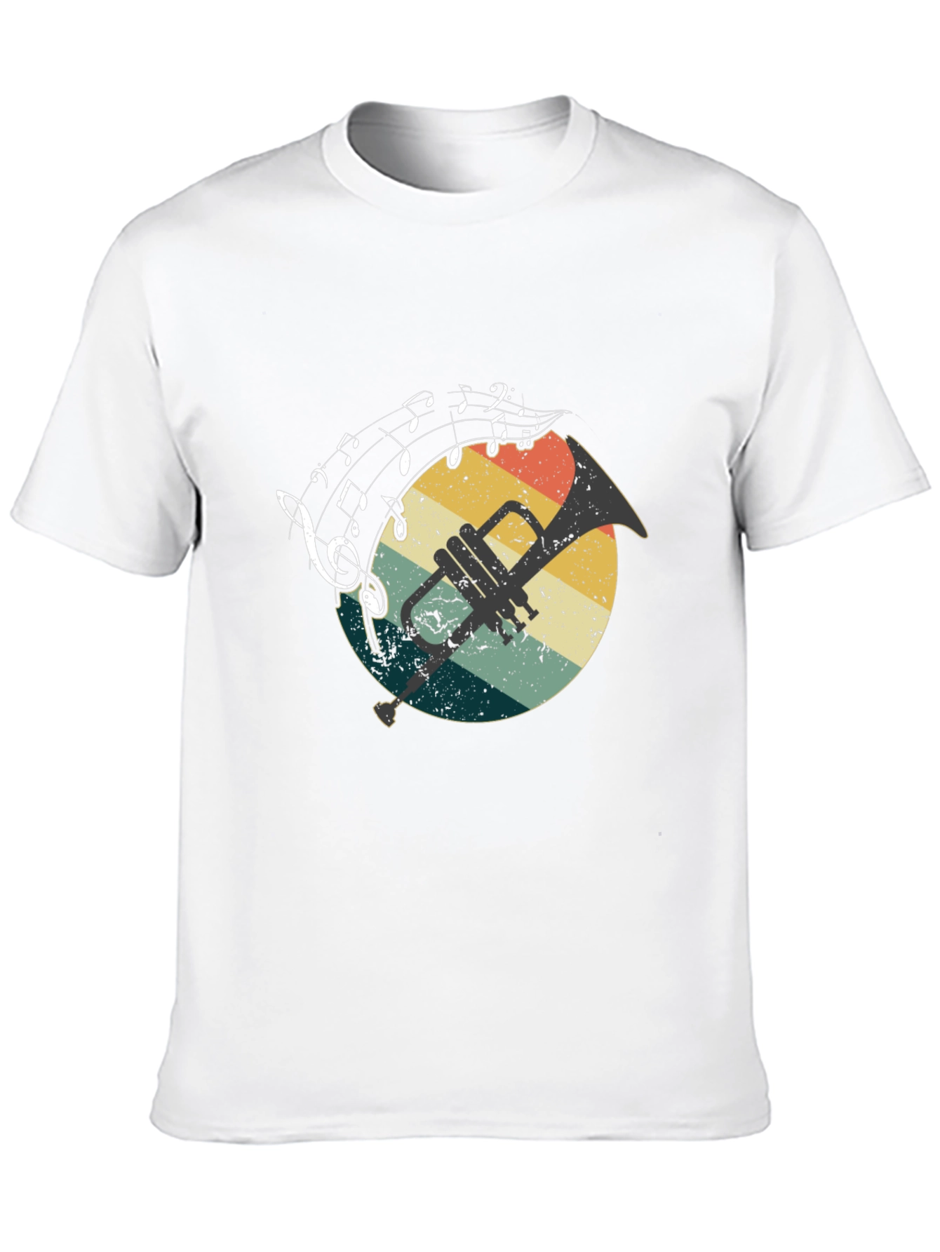 Retro Trumpet & Music Notes Graphic T-Shirt