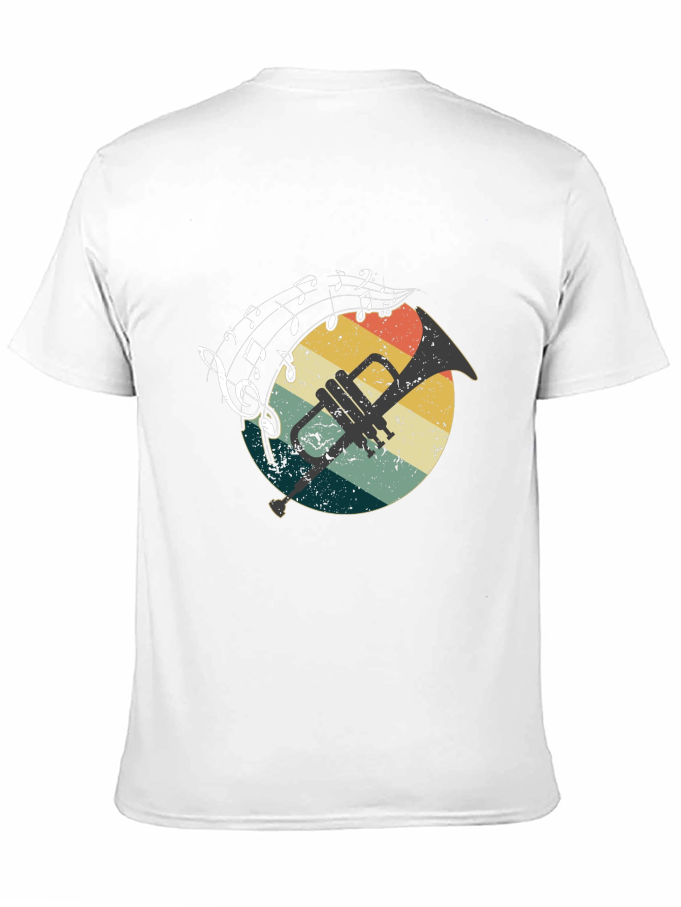 Retro Trumpet & Music Notes Graphic T-Shirt