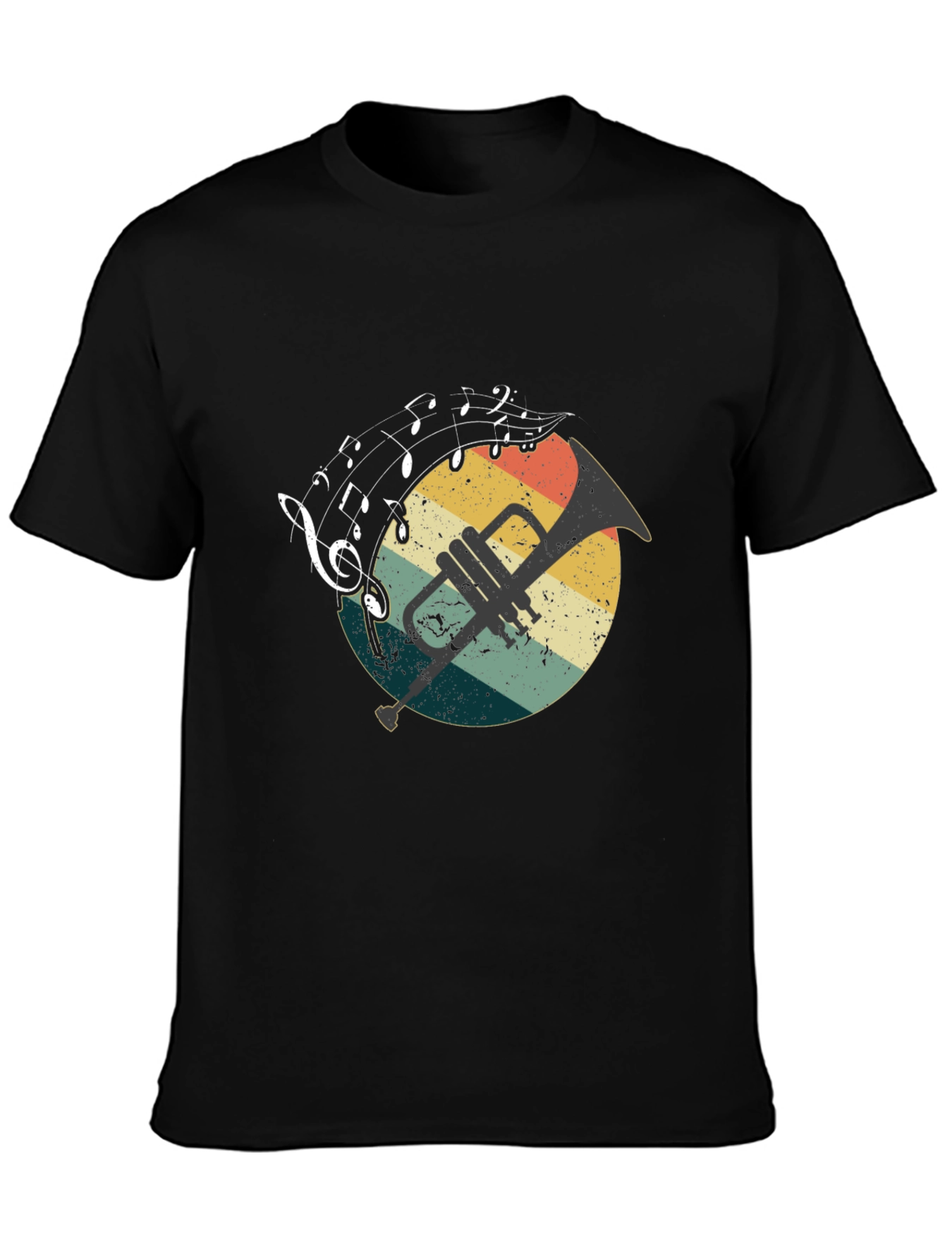 Retro Trumpet & Music Notes Graphic T-Shirt