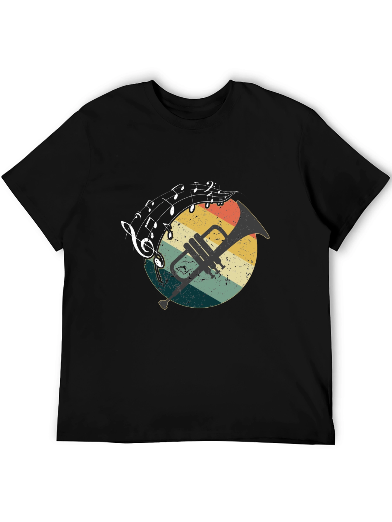 Retro Trumpet & Music Notes Graphic T-Shirt