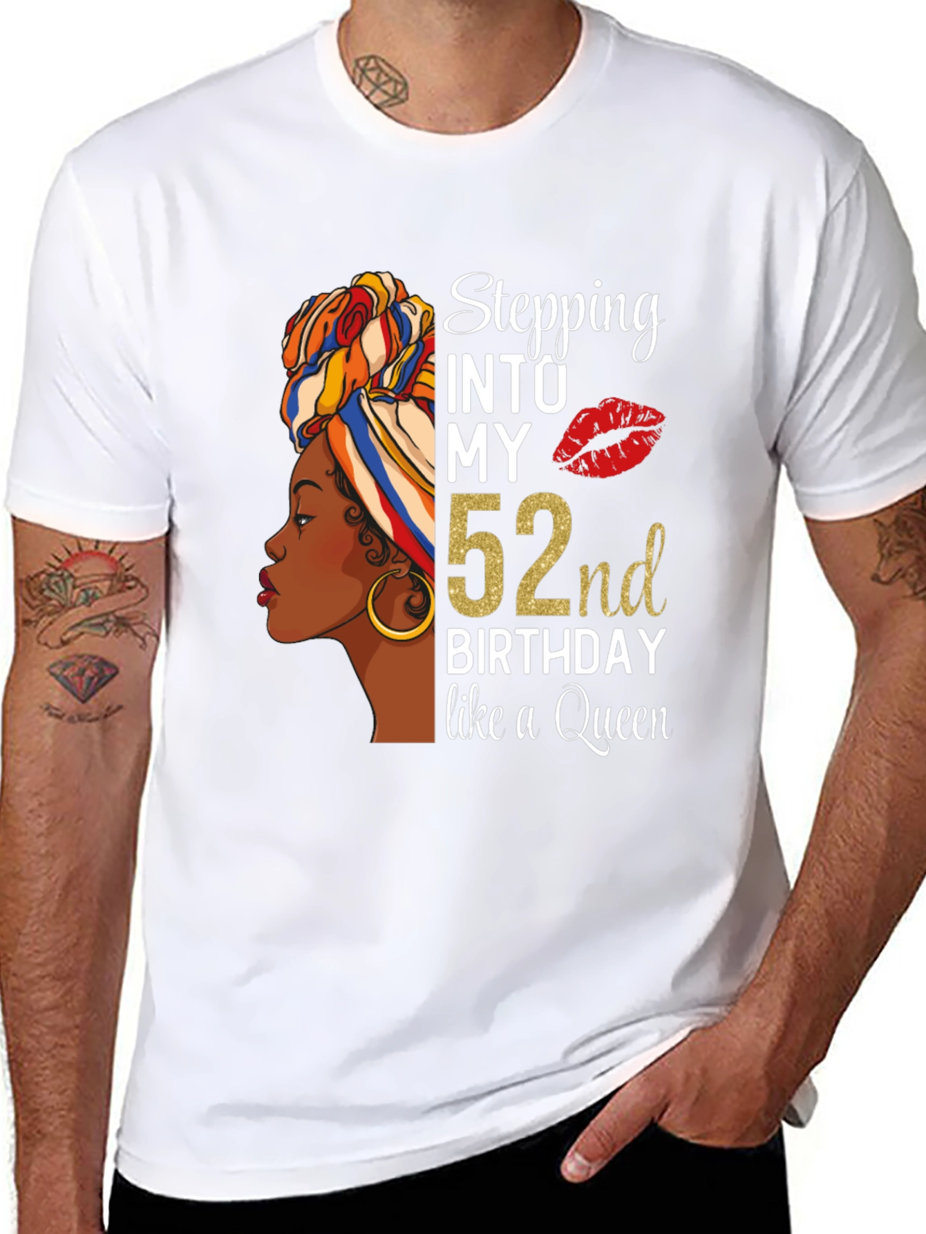 Stepping Into My 52nd Birthday Queen Black T-Shirt