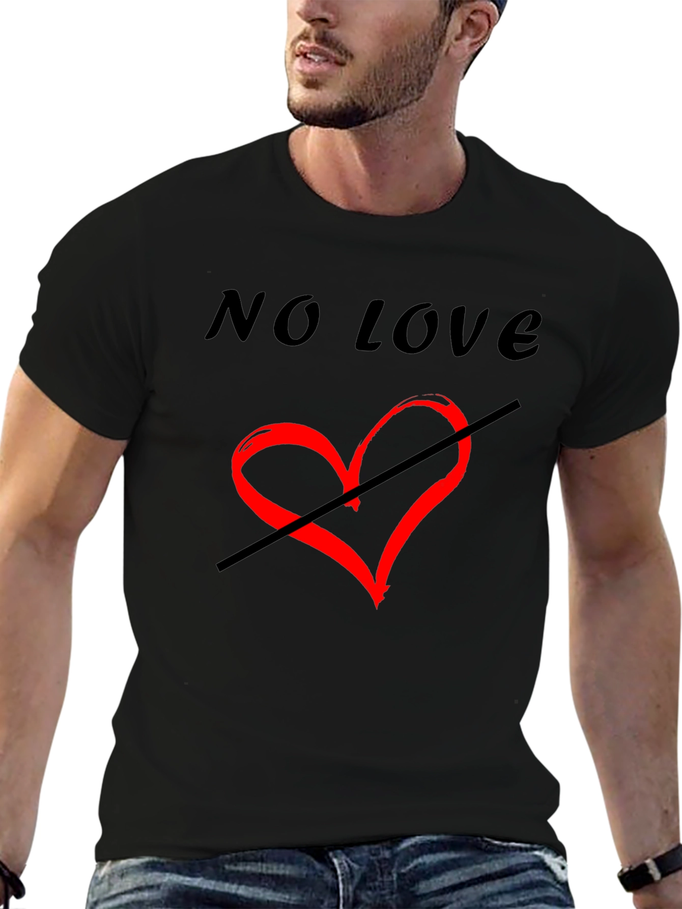 No Love T-Shirt - Edgy Heart Design