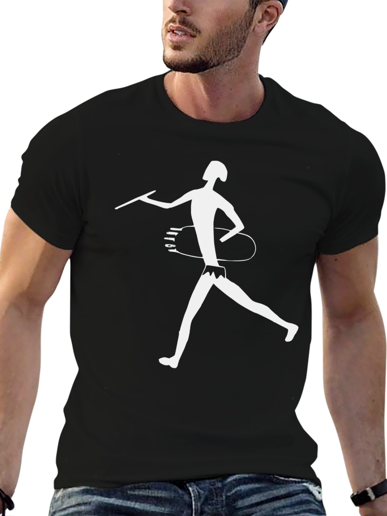 Unique Anthropomorphic Cave Art Black T-Shirt