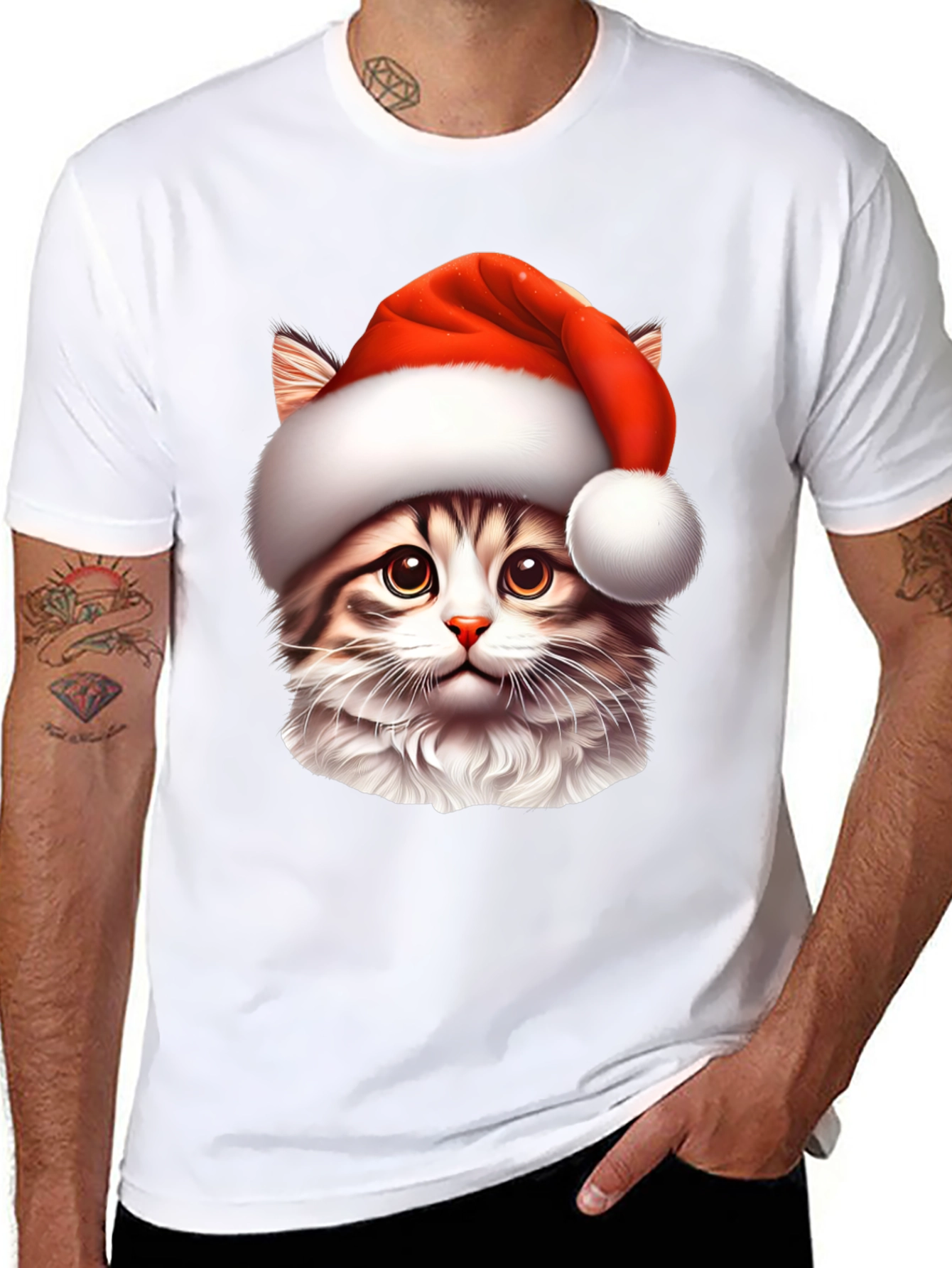 Festive Cat T-Shirt - Holiday Style