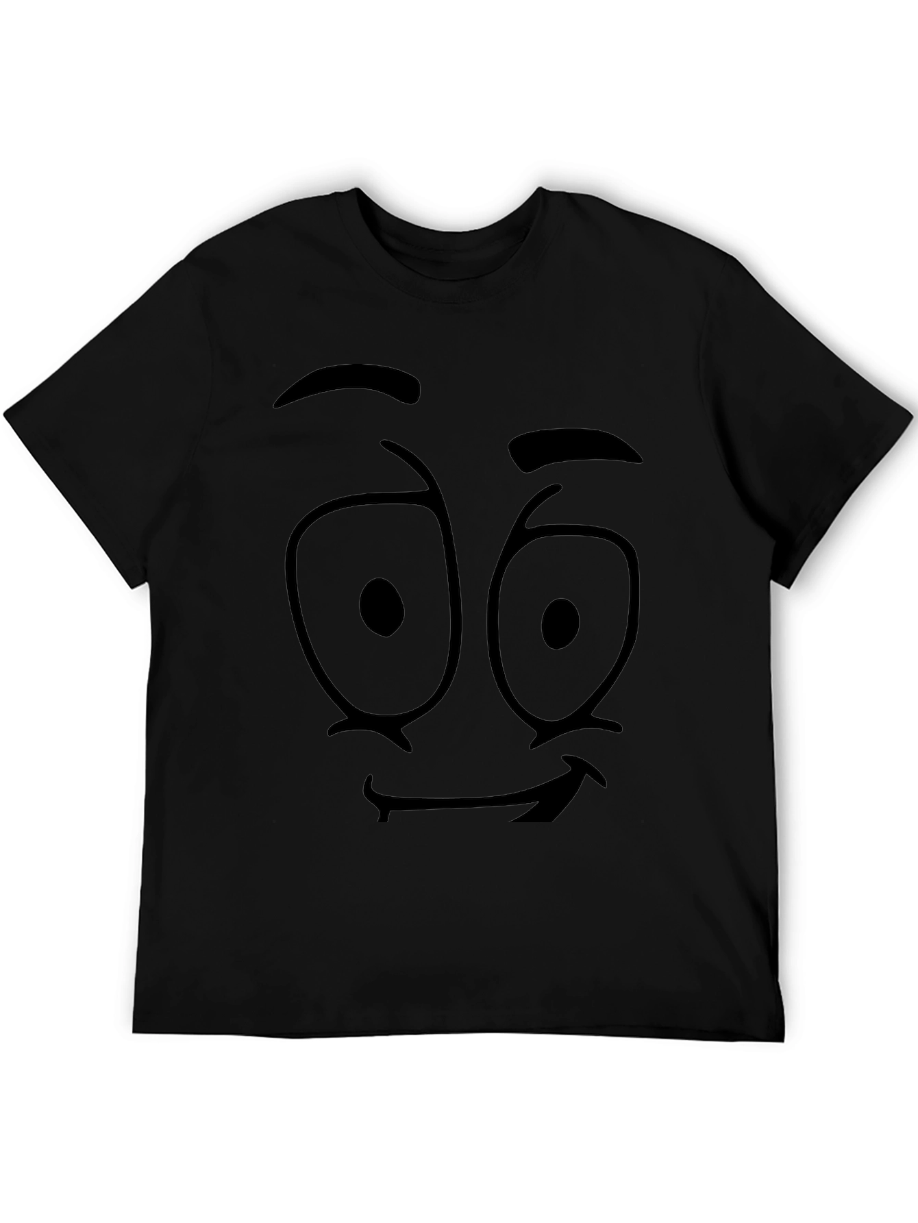 Cartoon Face Graphic Black T-Shirt