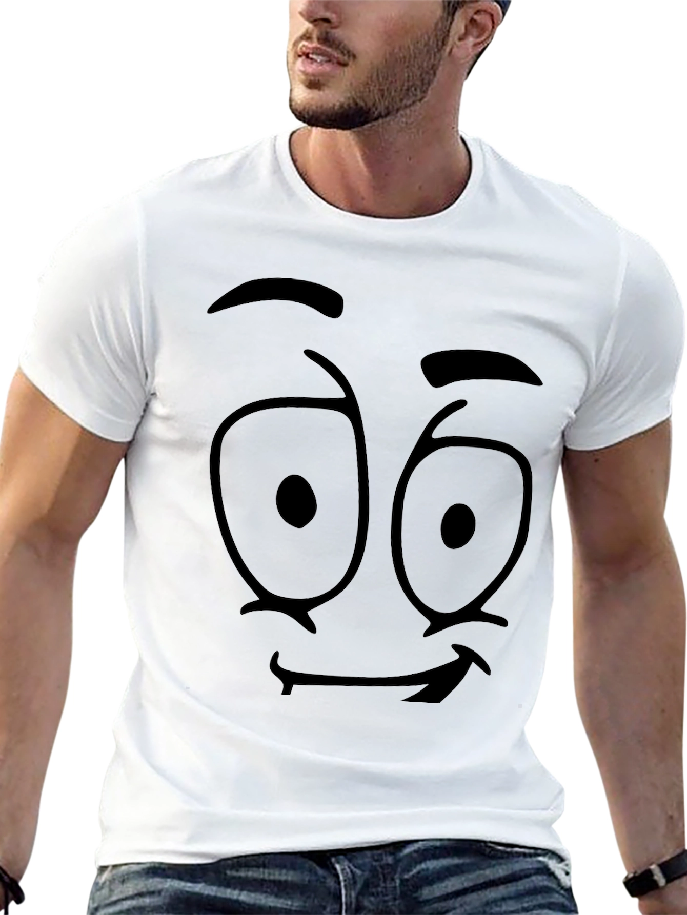 Cartoon Face Graphic Black T-Shirt