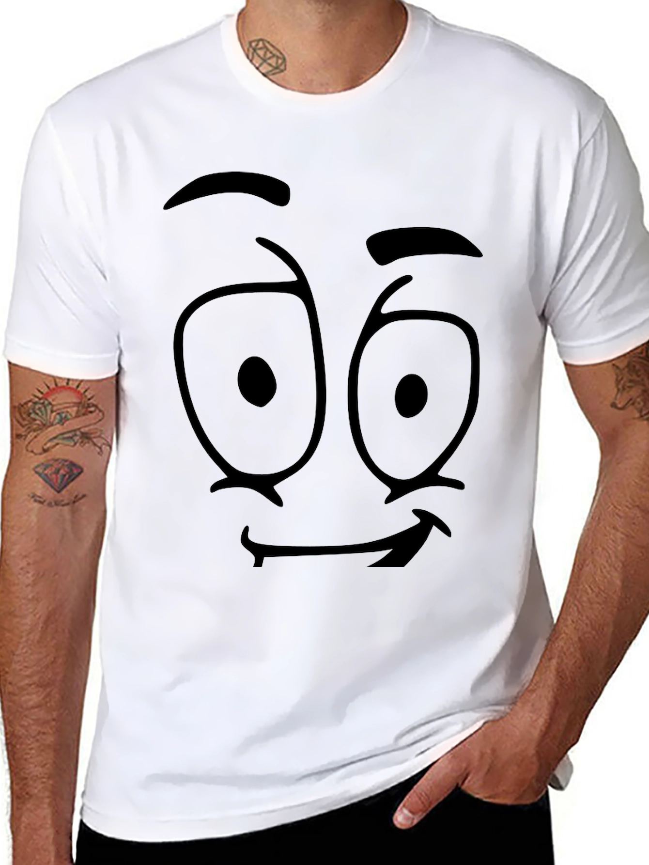 Cartoon Face Graphic Black T-Shirt