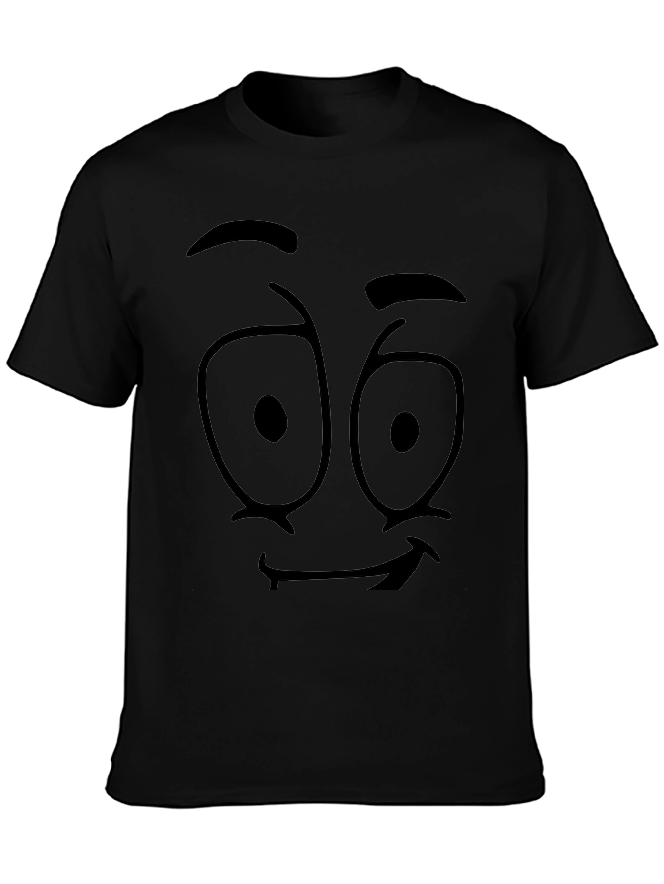 Cartoon Face Graphic Black T-Shirt