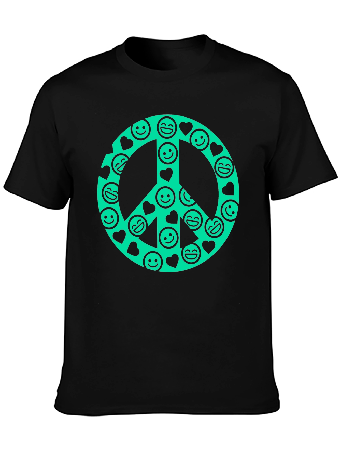 Peace Sign Smiley Face Graphic T-Shirt
