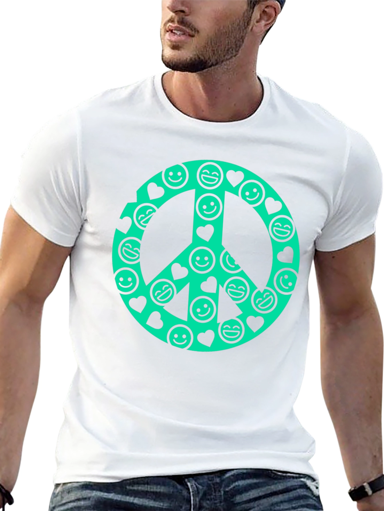 Peace Sign Smiley Face Graphic T-Shirt