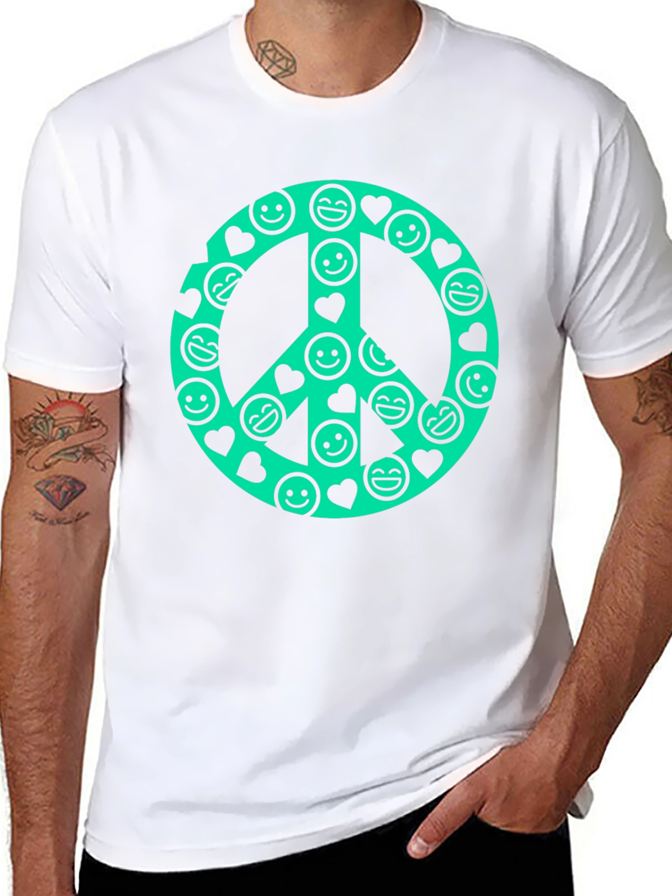 Peace Sign Smiley Face Graphic T-Shirt