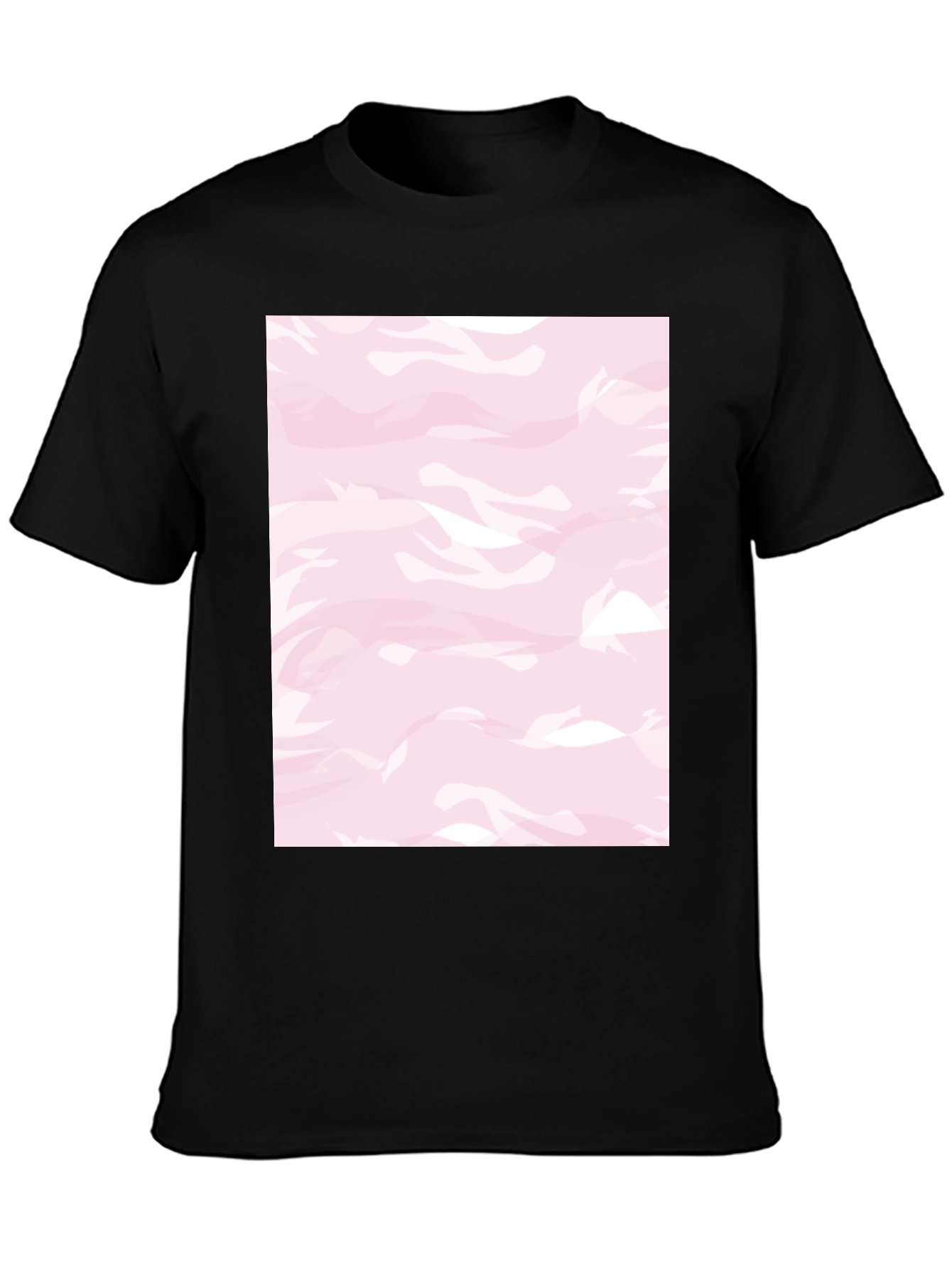 Pink Camo Print Black T-Shirt
