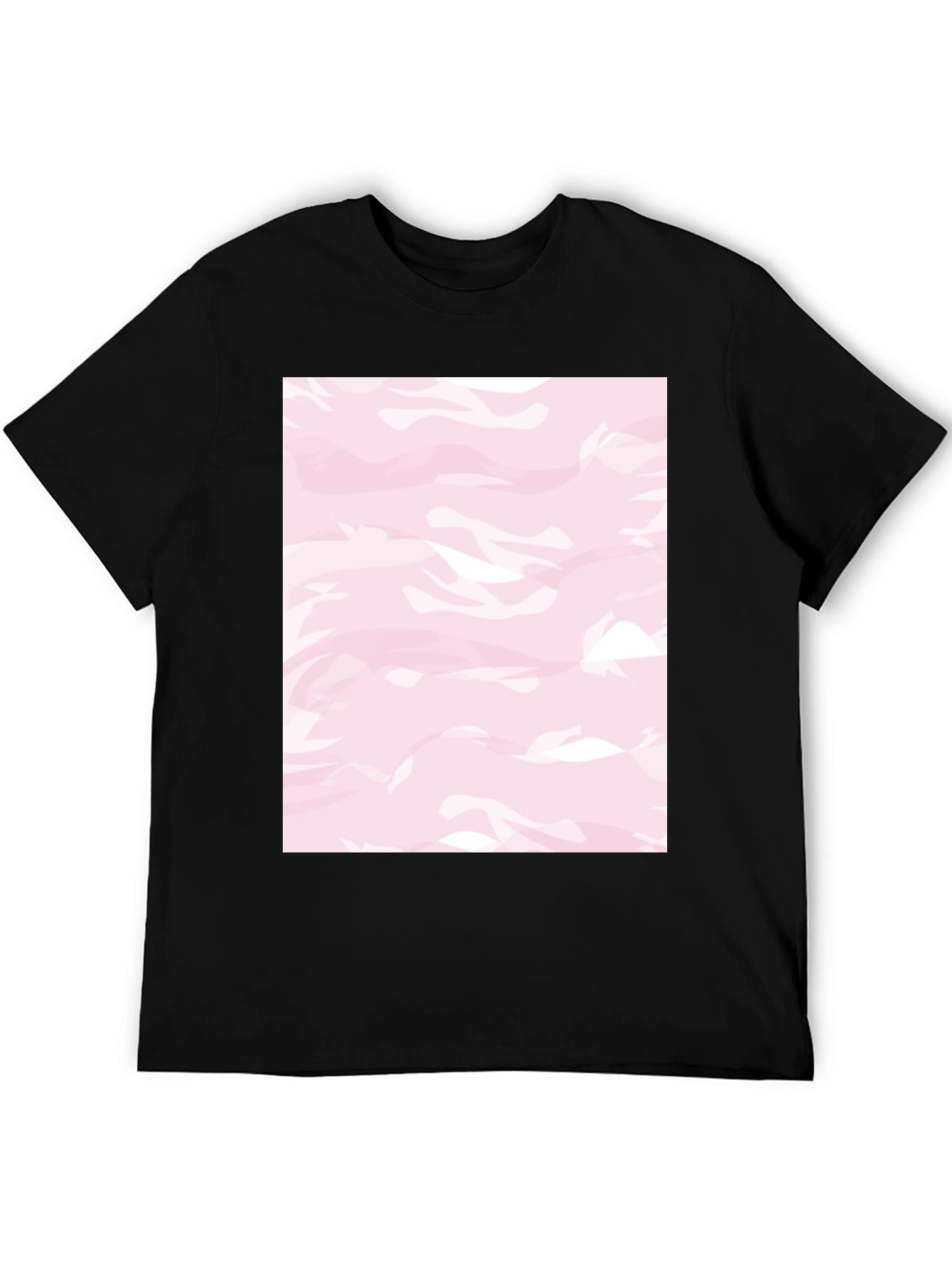 Pink Camo Print Black T-Shirt