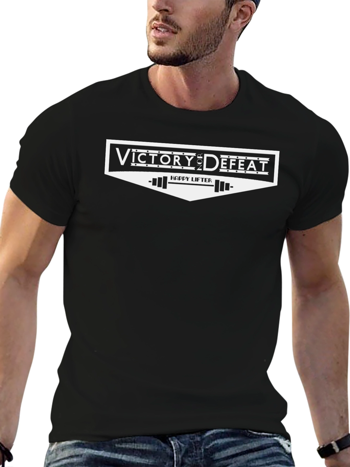 Victory Defeat Happy Lifter Black T-Shirt
