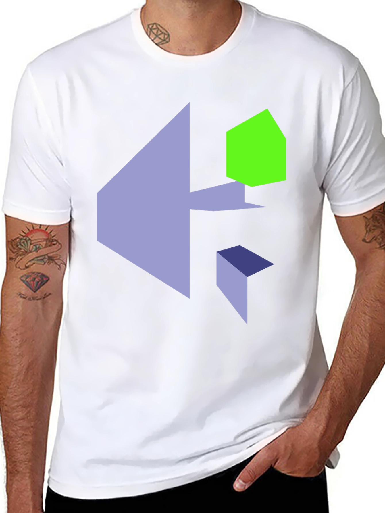 Abstract Geometric Print Black T-Shirt
