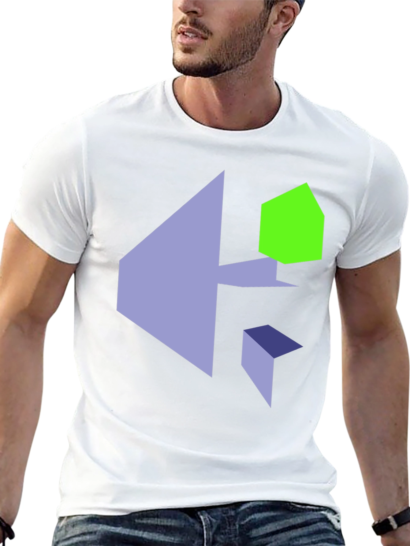 Abstract Geometric Print Black T-Shirt