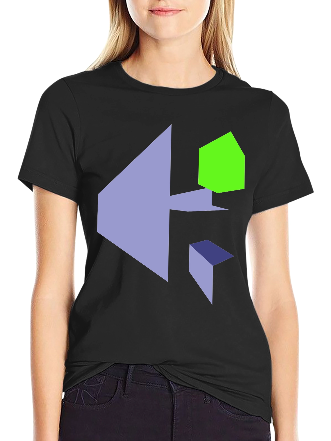 Abstract Geometric Print Black T-Shirt