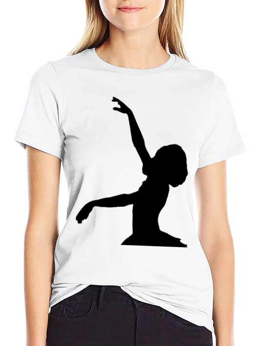 Elegant Ballerina Silhouette Black T-Shirt