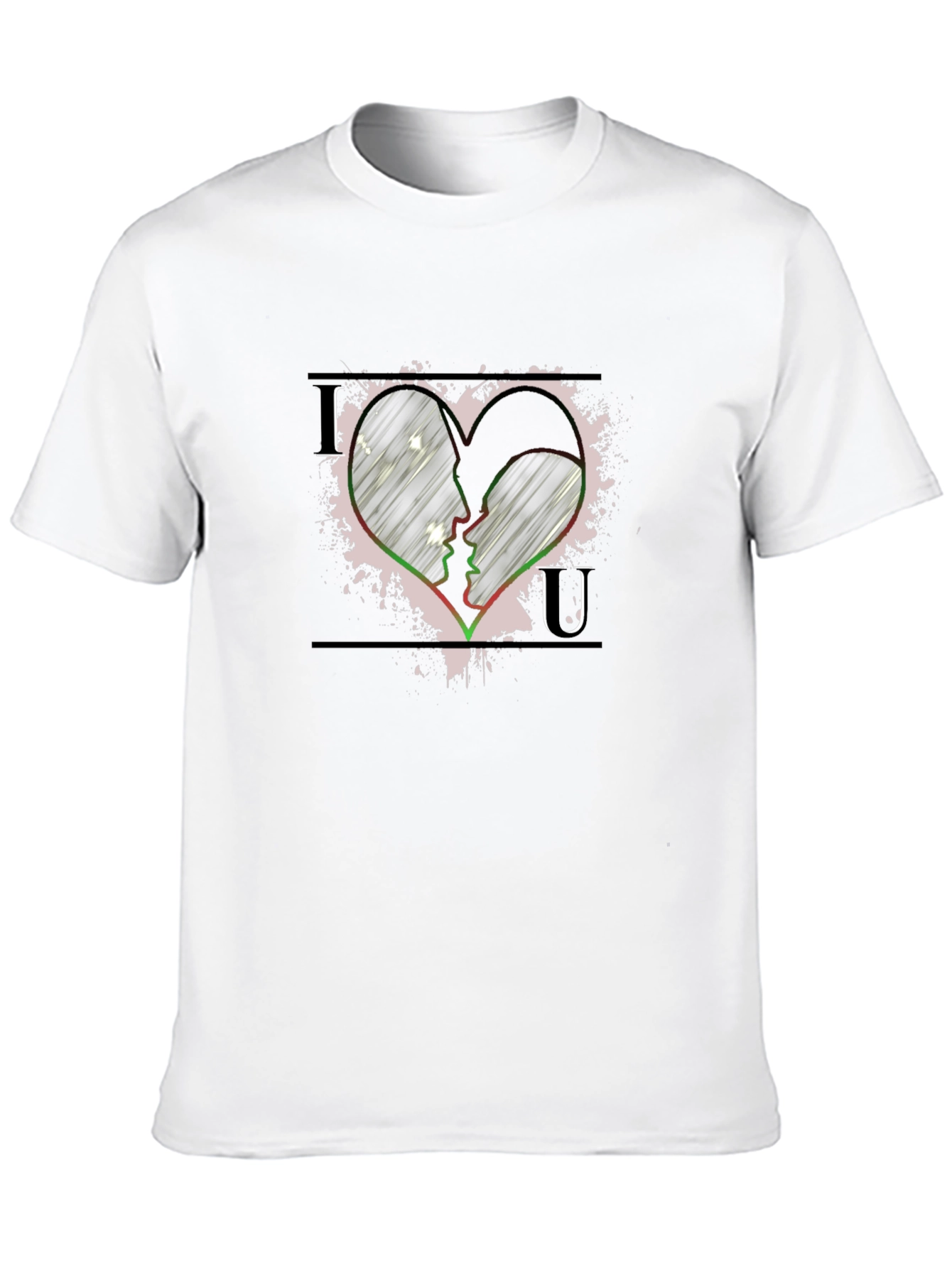Love Heart Face Silhouette Graphic T-Shirt - Black