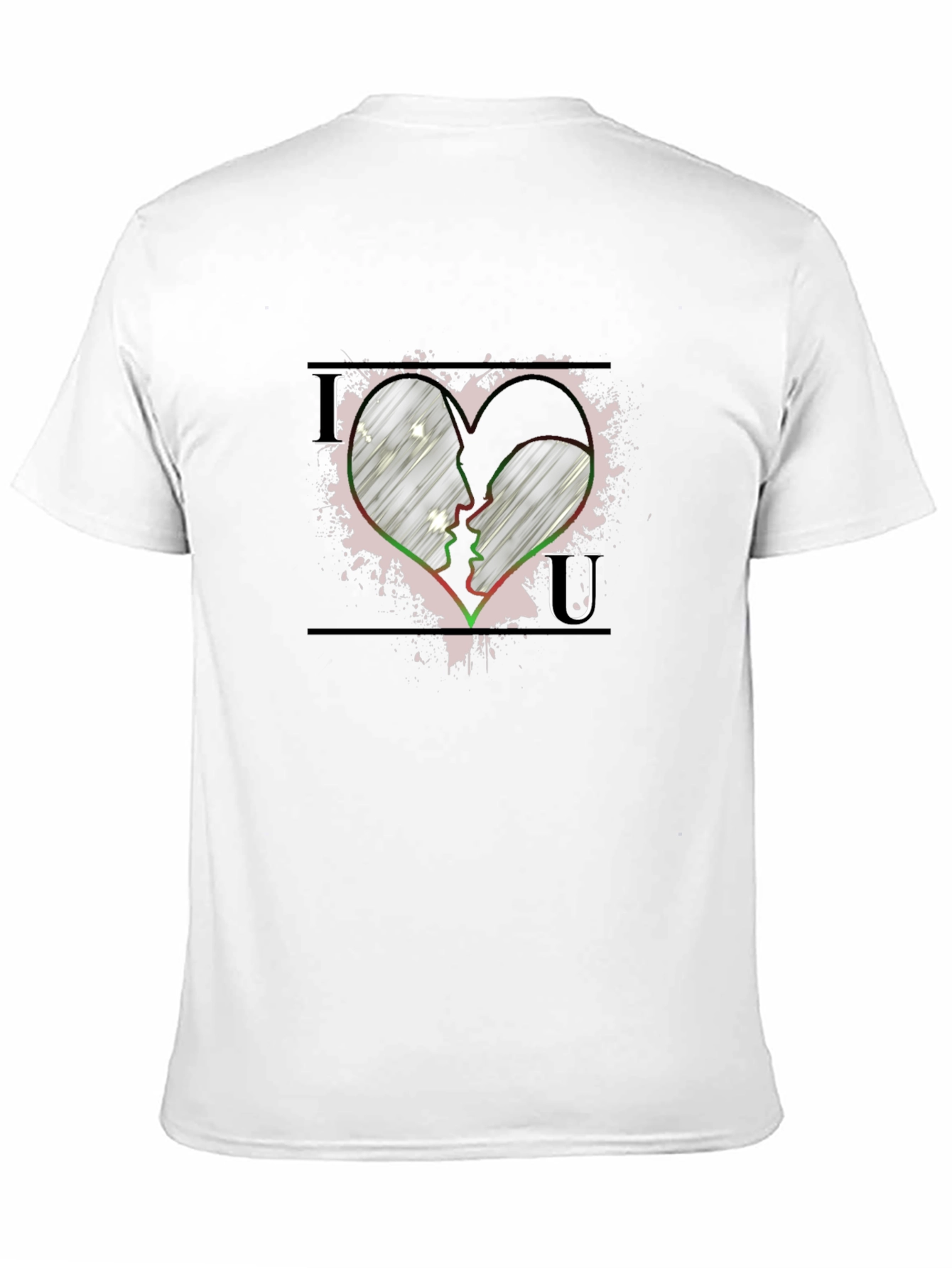 Love Heart Face Silhouette Graphic T-Shirt - Black