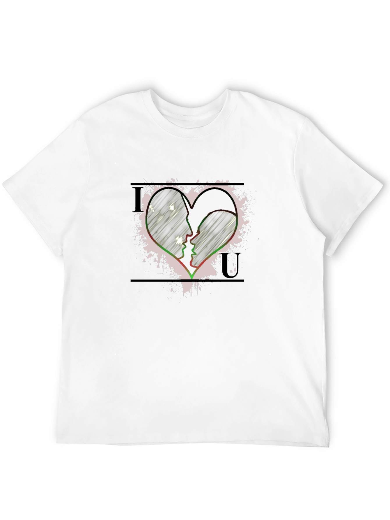 Love Heart Face Silhouette Graphic T-Shirt - Black