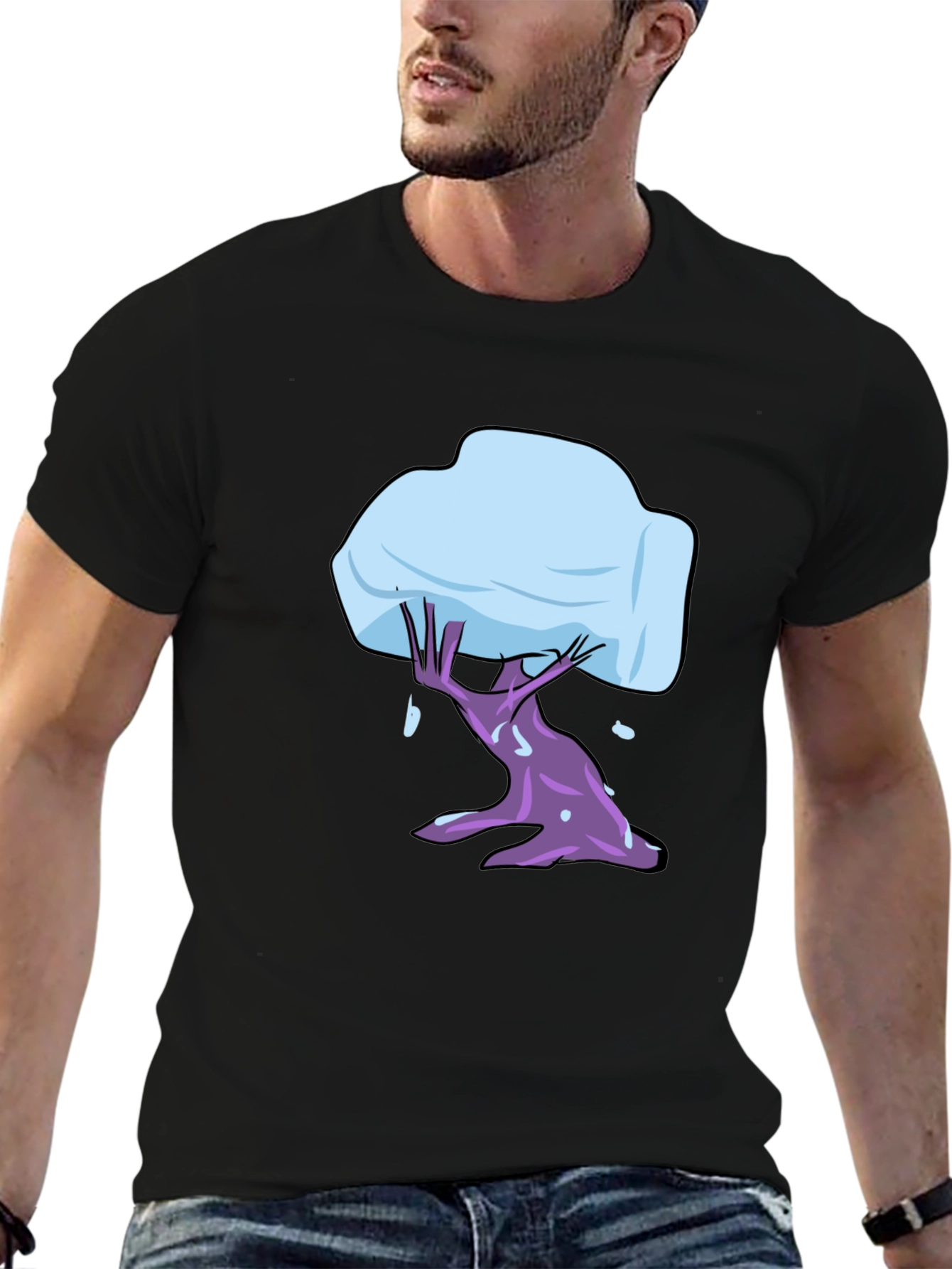 Abstract Tree Graphic Black T-Shirt