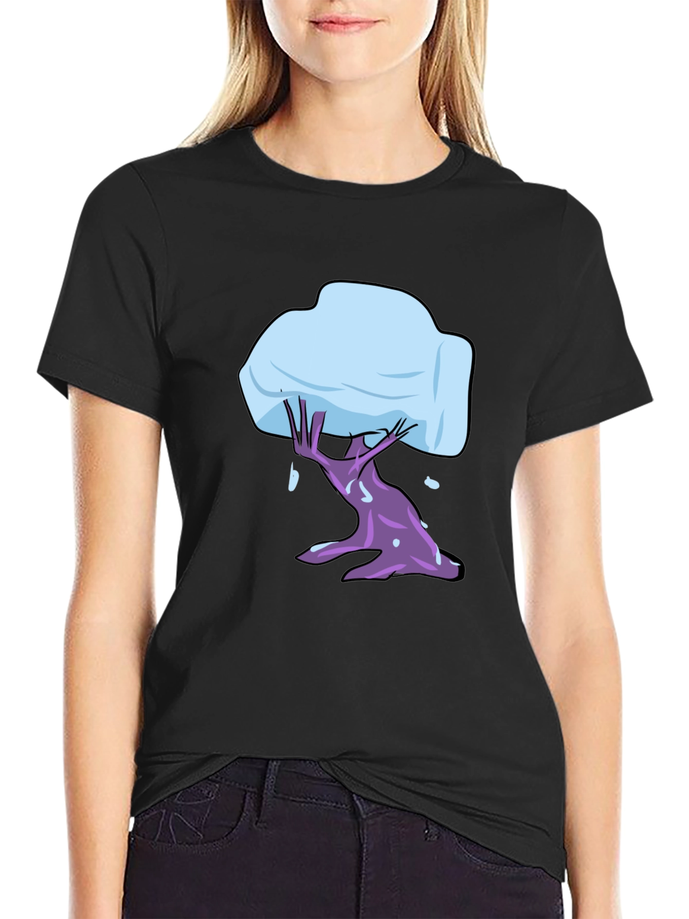 Abstract Tree Graphic Black T-Shirt