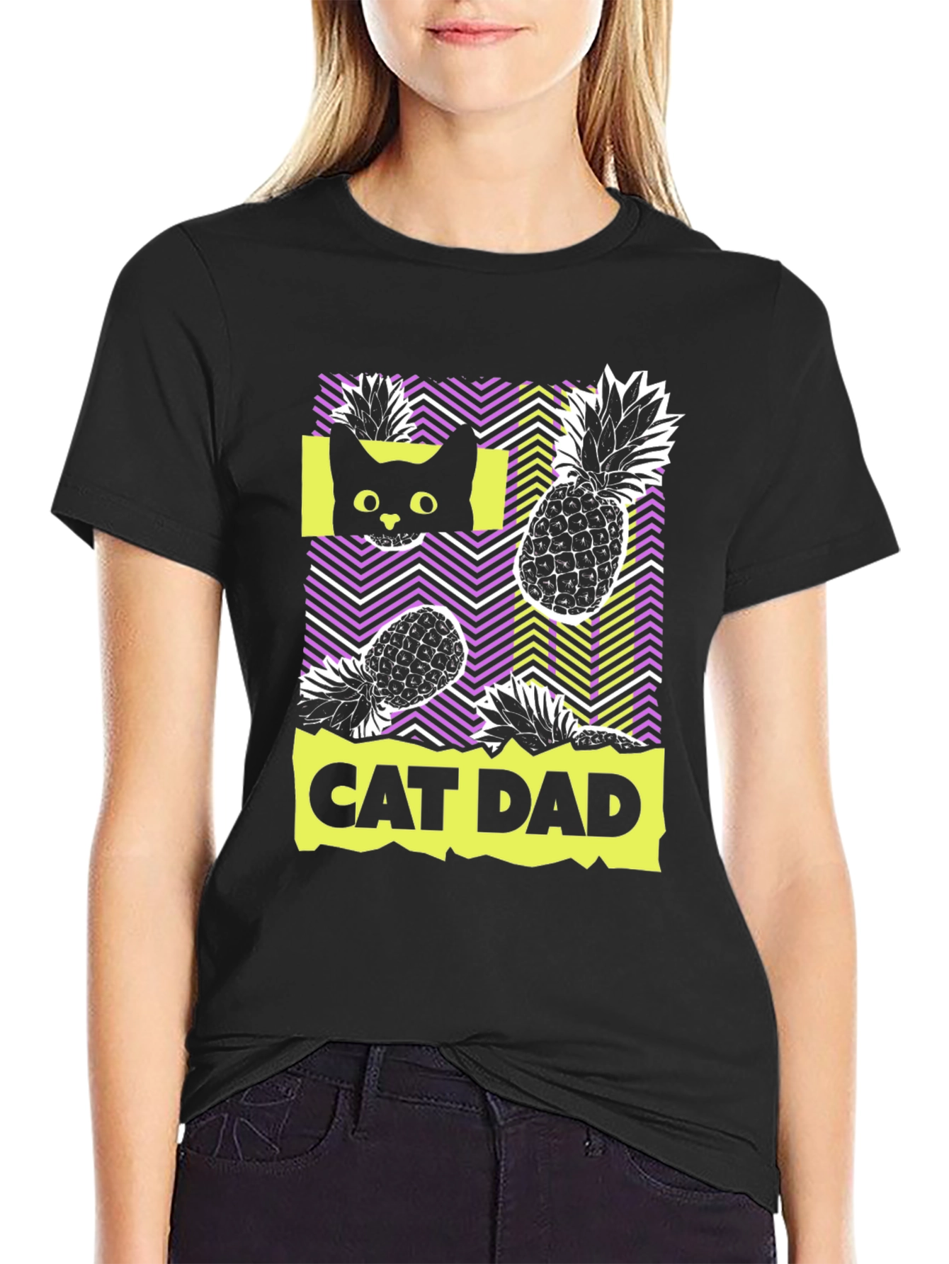 Cat Dad Pineapple Graphic Tee