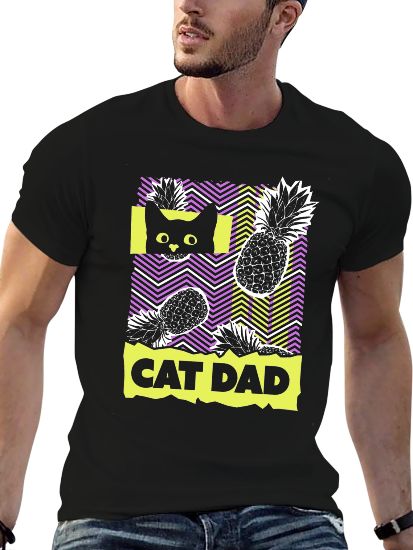 Cat Dad Pineapple Graphic Tee