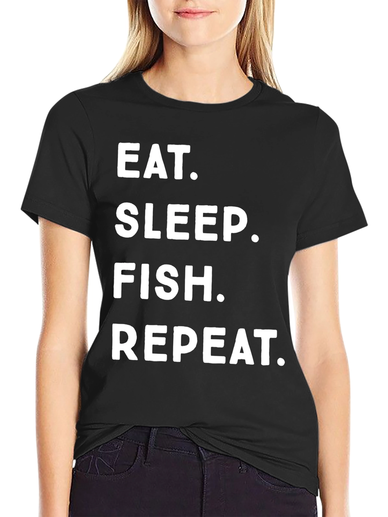 Eat Sleep Fish Repeat Black T-Shirt