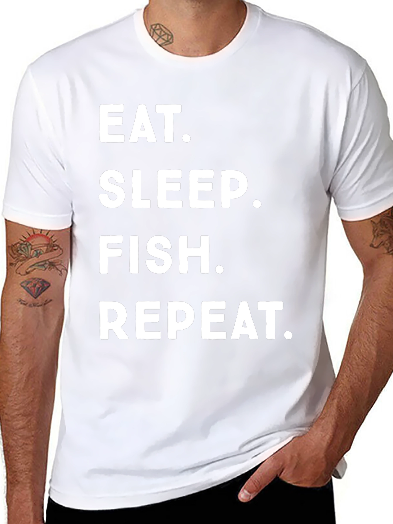 Eat Sleep Fish Repeat Black T-Shirt